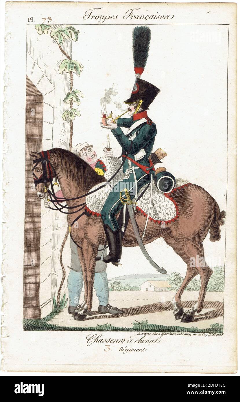 cavalier du 3e régiment de chasseurs à Cheval 1er Impero, cavalleria leggera francese sotto il primo Impero Foto Stock