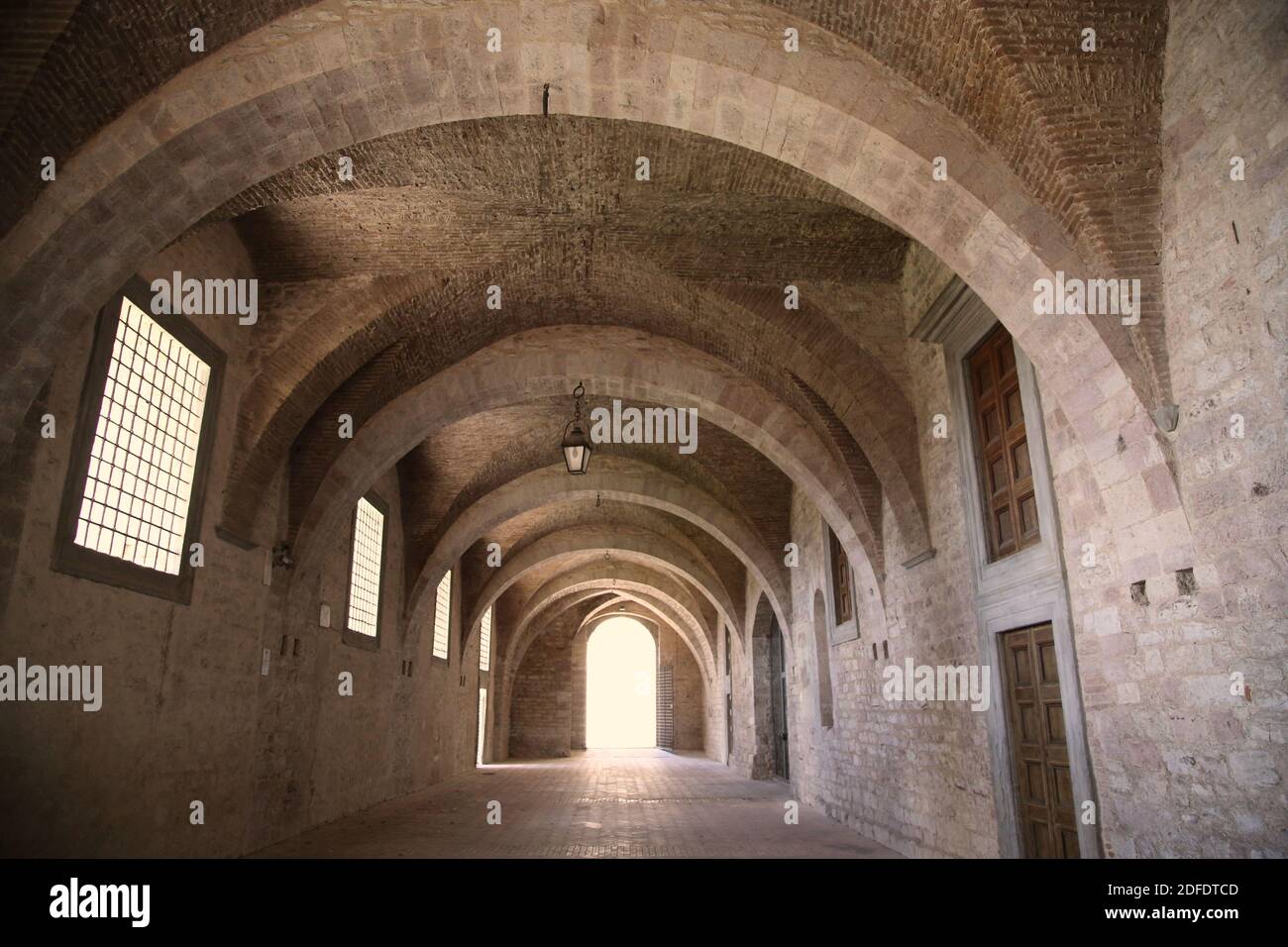 Gli interni del Palazzo Ducale di Gubbio, Italia Foto Stock