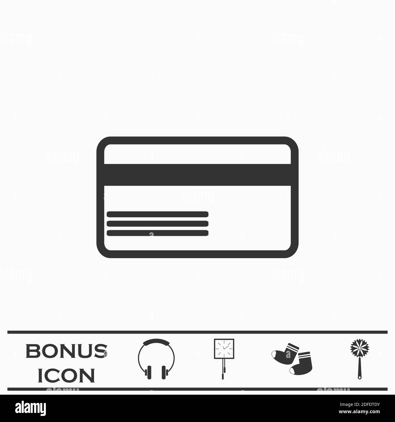 Icona della carta di credito piatta. Pittogramma nero su sfondo bianco. Simbolo dell'illustrazione vettoriale e pulsante bonus Illustrazione Vettoriale