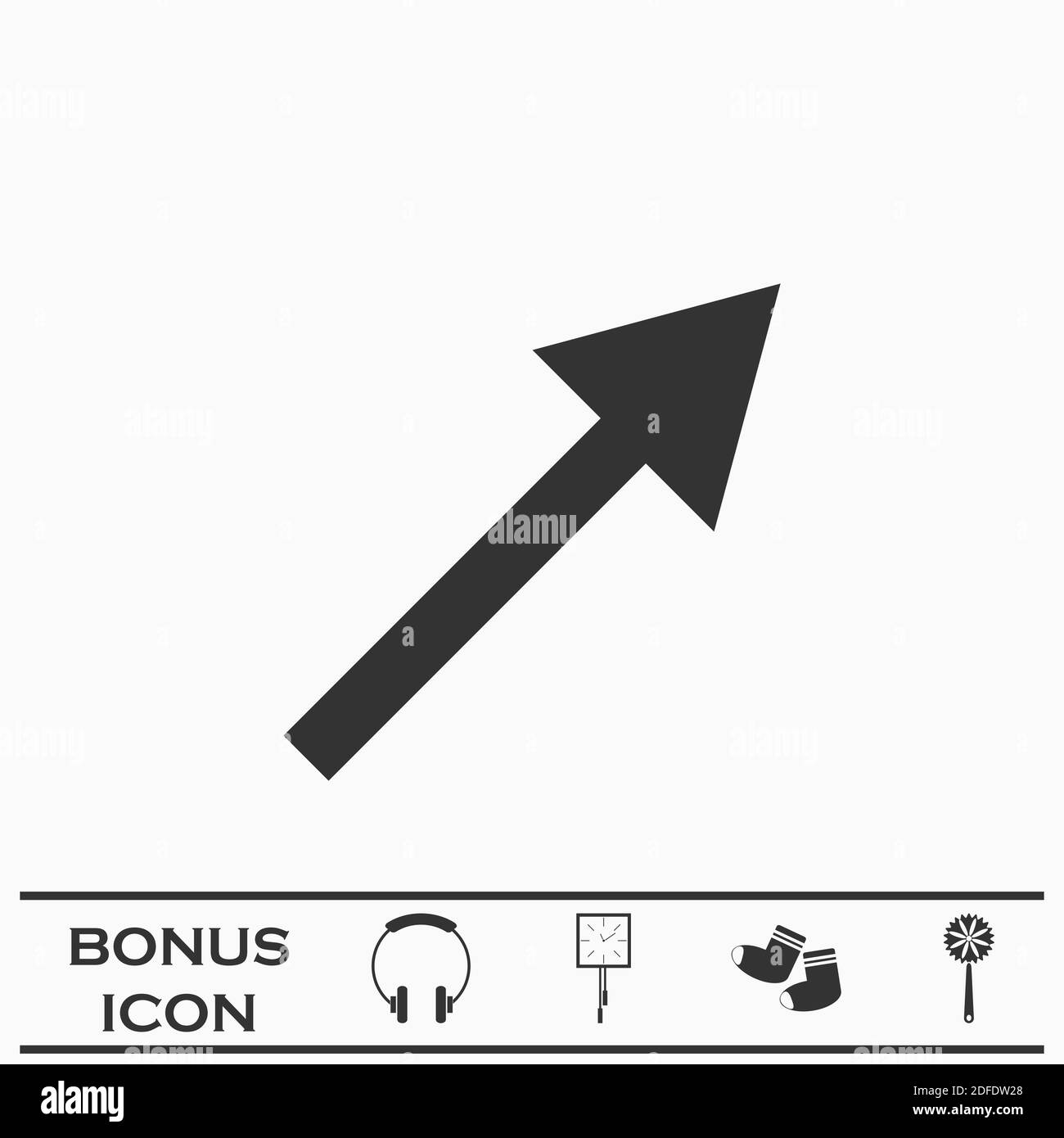 Icona freccia piatta. Pittogramma nero su sfondo bianco. Simbolo dell'illustrazione vettoriale e pulsante bonus Illustrazione Vettoriale