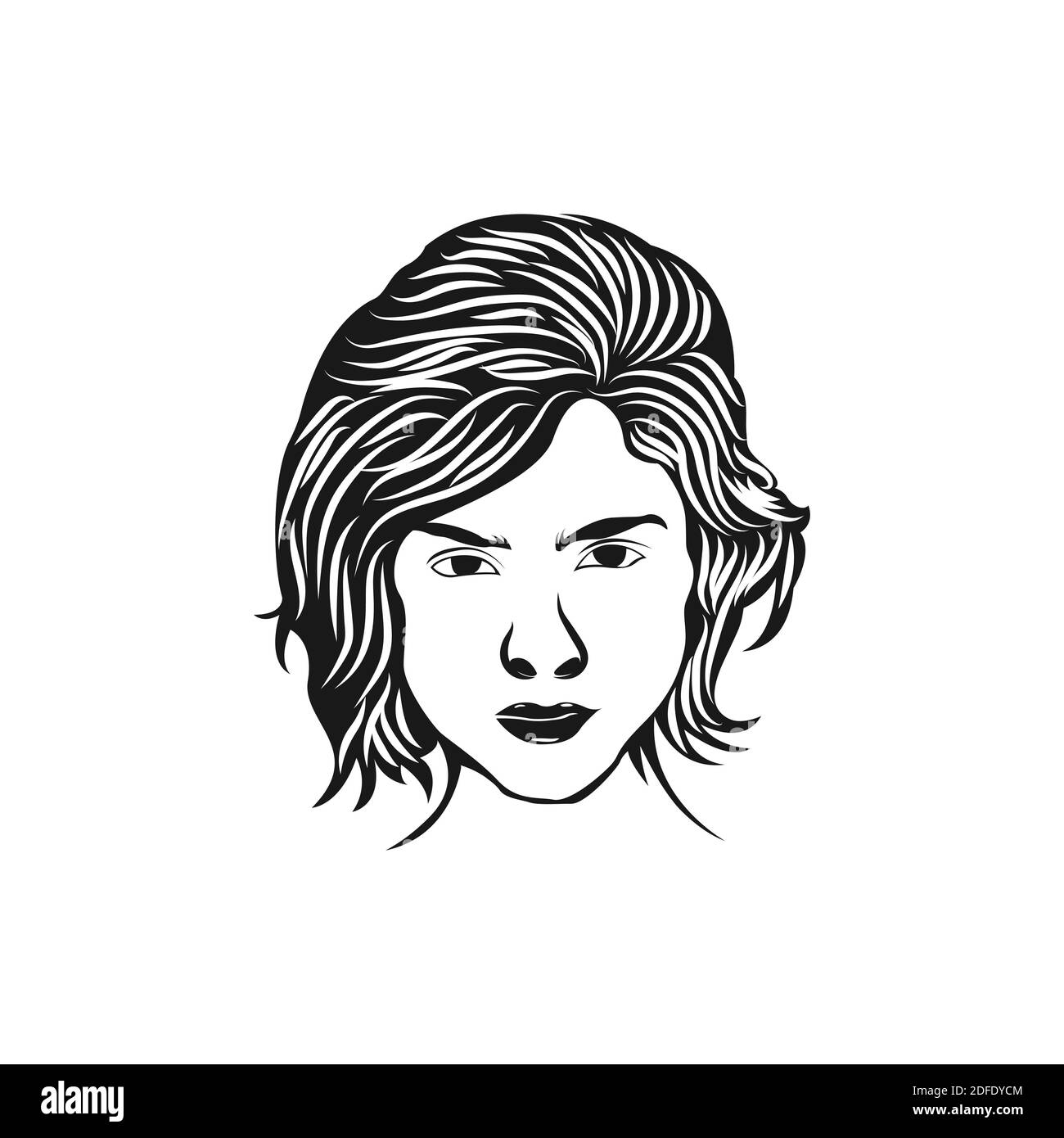 Illustrazione vettoriale avatar donna. Bella ragazza ritratto con diversi capelli stile isolato su sfondo bianco.EPS 10 Illustrazione Vettoriale