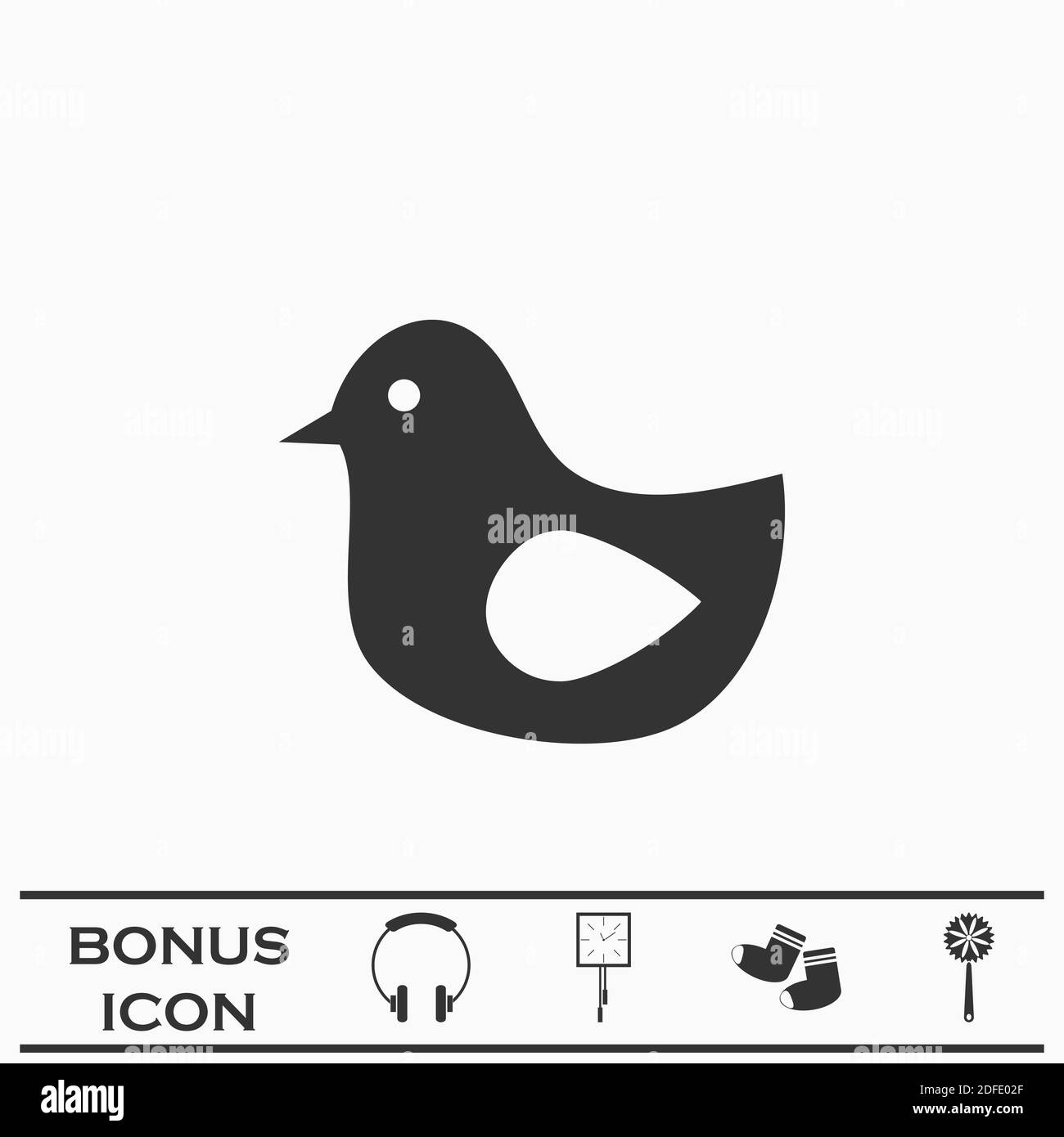 Icona uccello piatta. Pittogramma nero su sfondo bianco. Simbolo dell'illustrazione vettoriale e pulsante bonus Illustrazione Vettoriale