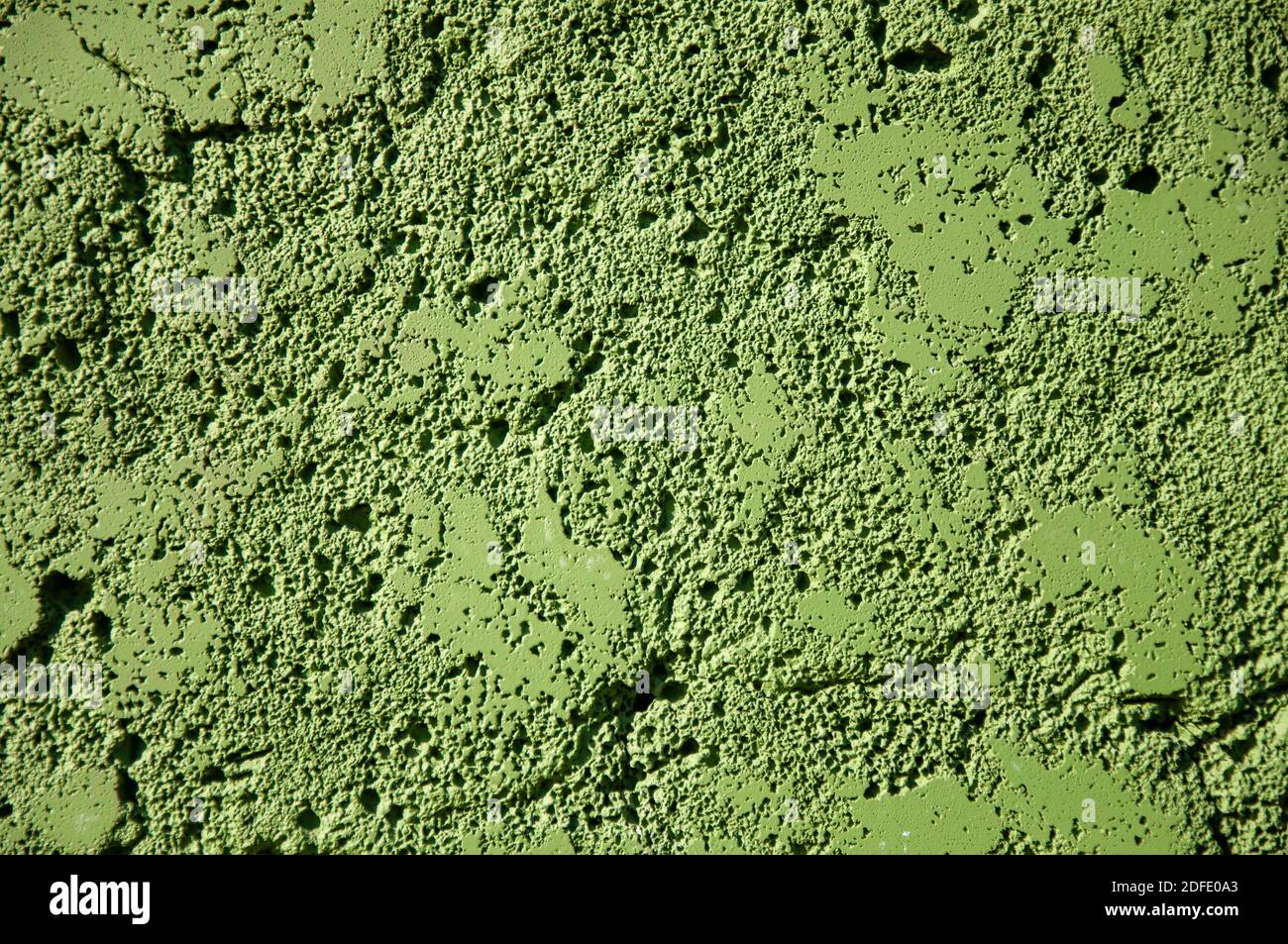 Texture di parete astratta verde di cemento con ombre contrastanti Foto Stock