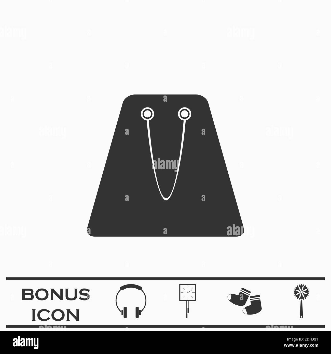 Vendita borsa icona appartamento. Pittogramma nero su sfondo bianco. Simbolo dell'illustrazione vettoriale e pulsante bonus Illustrazione Vettoriale