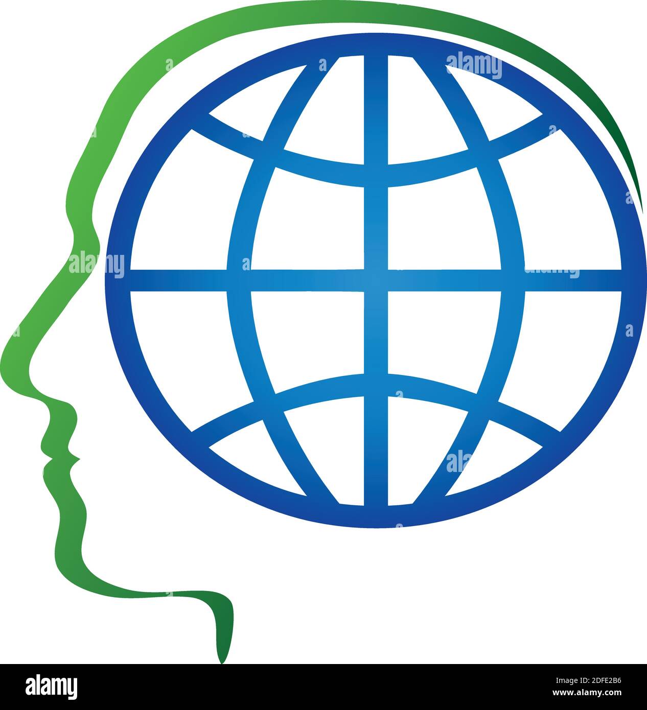 Persona, testa, globo, logo Illustrazione Vettoriale