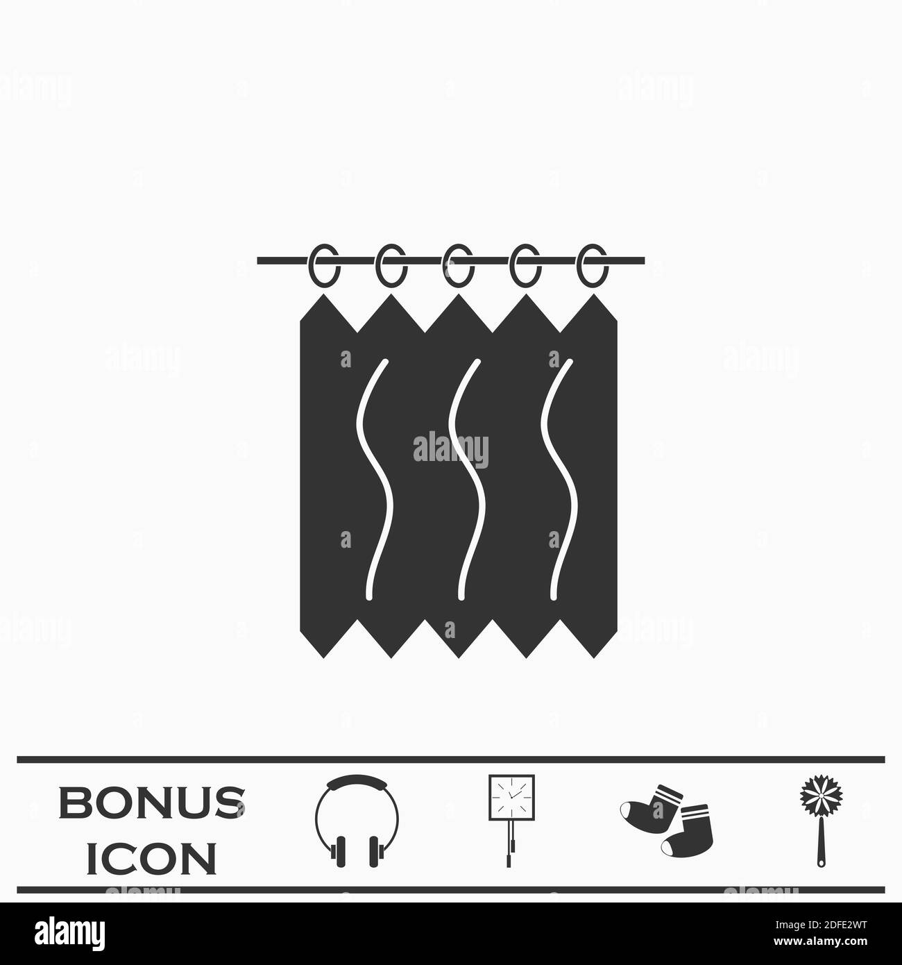 Icona tendine piatta. Pittogramma nero su sfondo bianco. Simbolo dell'illustrazione vettoriale e pulsante bonus Illustrazione Vettoriale