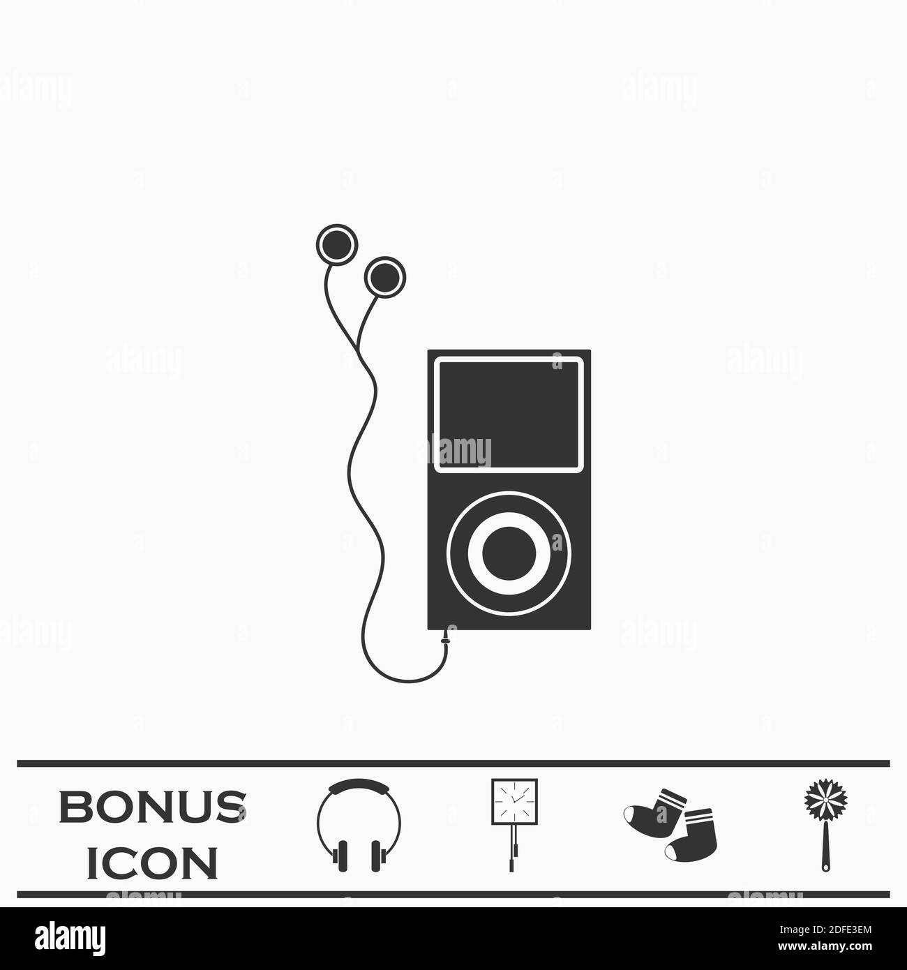 Icona del lettore audio piatta. Pittogramma nero su sfondo bianco. Simbolo dell'illustrazione vettoriale e pulsante bonus Illustrazione Vettoriale