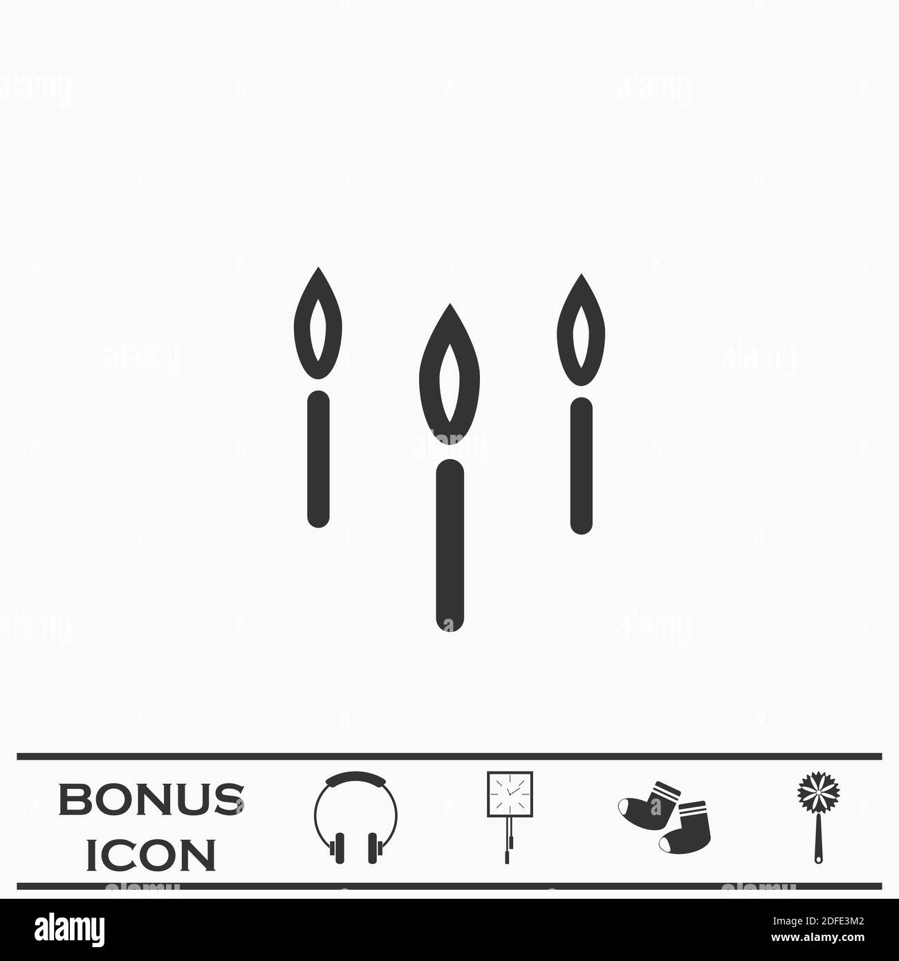 Icona a candela piatta. Pittogramma nero su sfondo bianco. Simbolo dell'illustrazione vettoriale e pulsante bonus Illustrazione Vettoriale