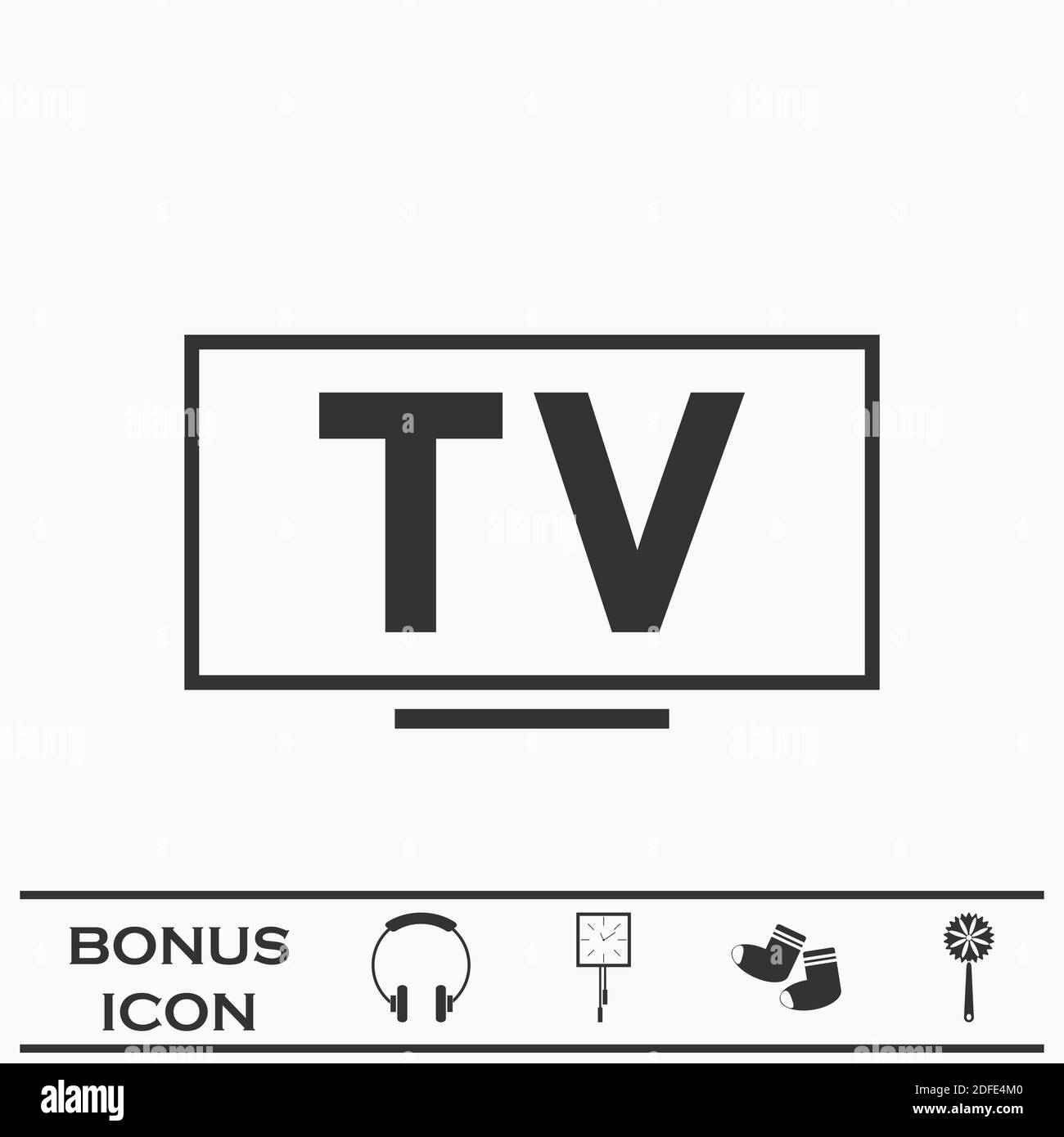 TV icona piatto. Pittogramma nero su sfondo bianco. Simbolo dell'illustrazione vettoriale e pulsante bonus Illustrazione Vettoriale