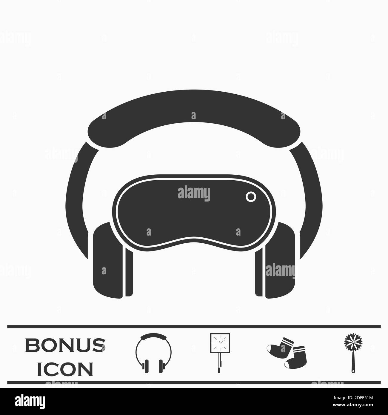 Icona di realtà virtuale piatta. Pittogramma nero su sfondo bianco. Simbolo dell'illustrazione vettoriale e pulsante bonus Illustrazione Vettoriale