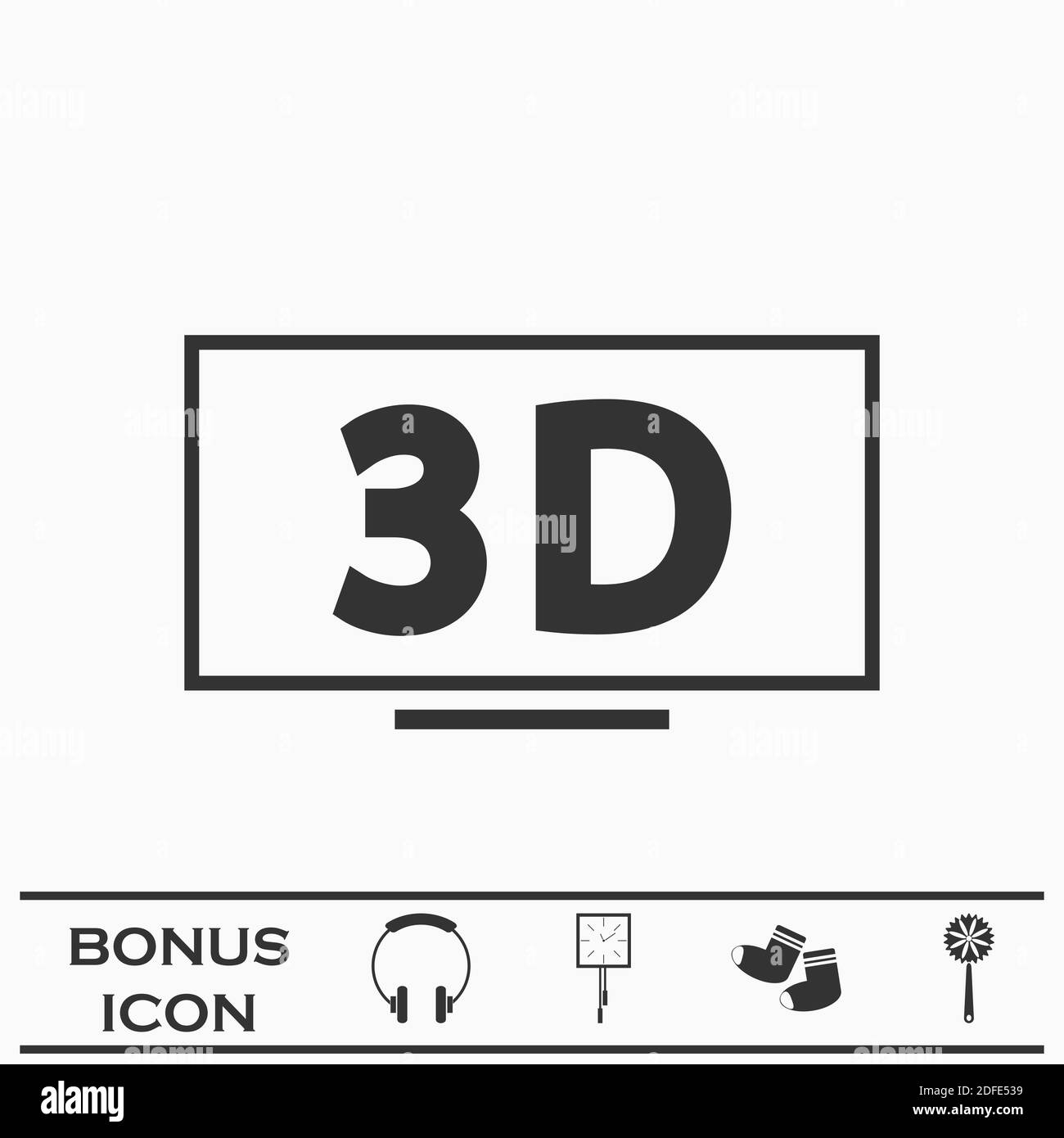 Icona TV 3D piatta. Pittogramma nero su sfondo bianco. Simbolo dell'illustrazione vettoriale e pulsante bonus Illustrazione Vettoriale