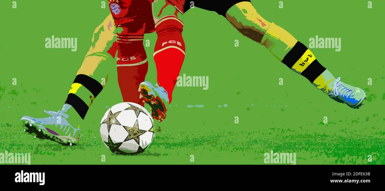 Immagine simbolica per la partita finale di Champions League tra Borussia Dortmund e FC Bayern Monaco (entrambe le Germania) il 25 maggio 2013 nello stadio di Wembley, Londra, Inghilterra ---Foto è manipolata digitalmente , Champions League Ball aggiunto Foto Stock