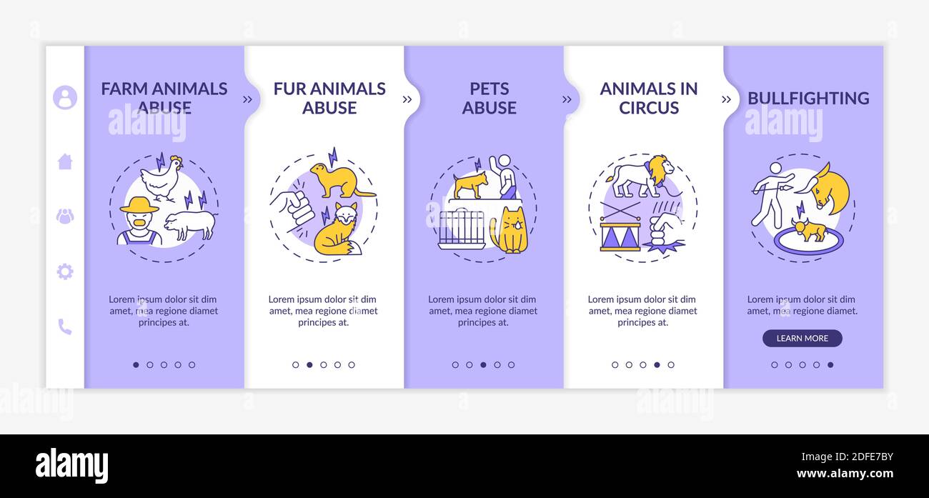 Modello vettore di onboarding per crudeltà animale Illustrazione Vettoriale