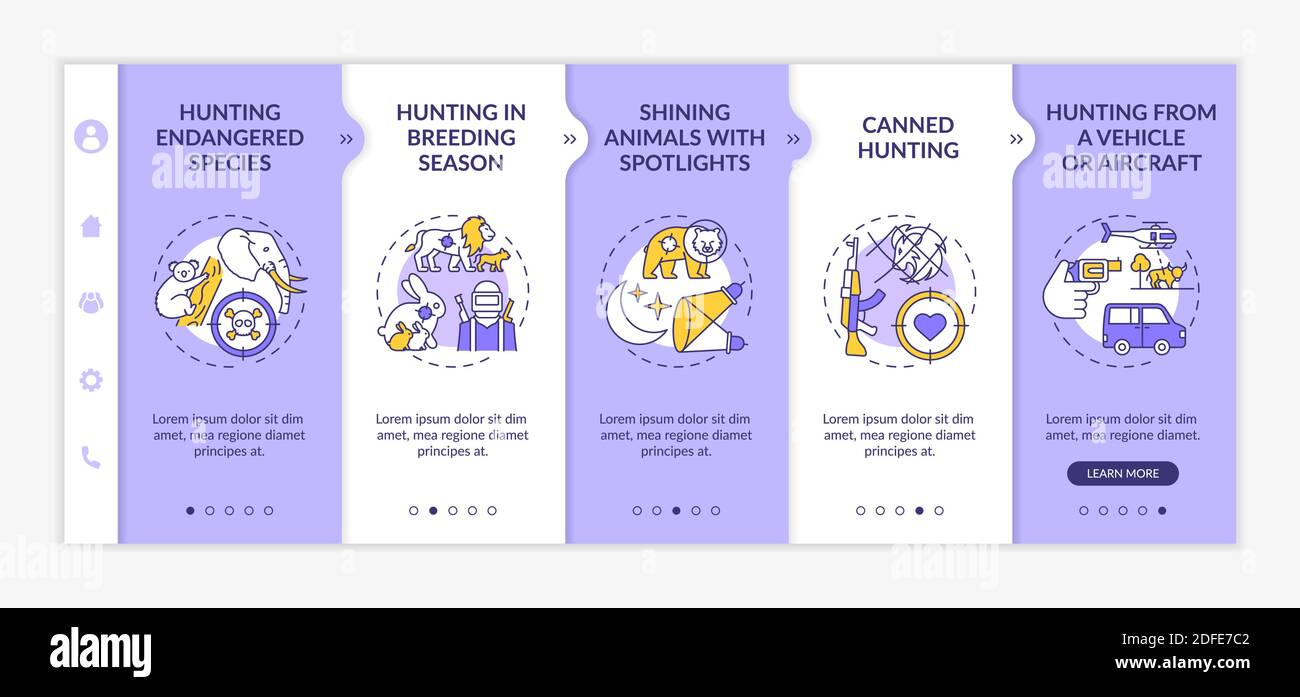 Caccia per fauna selvatica onboarding modello vettore Illustrazione Vettoriale