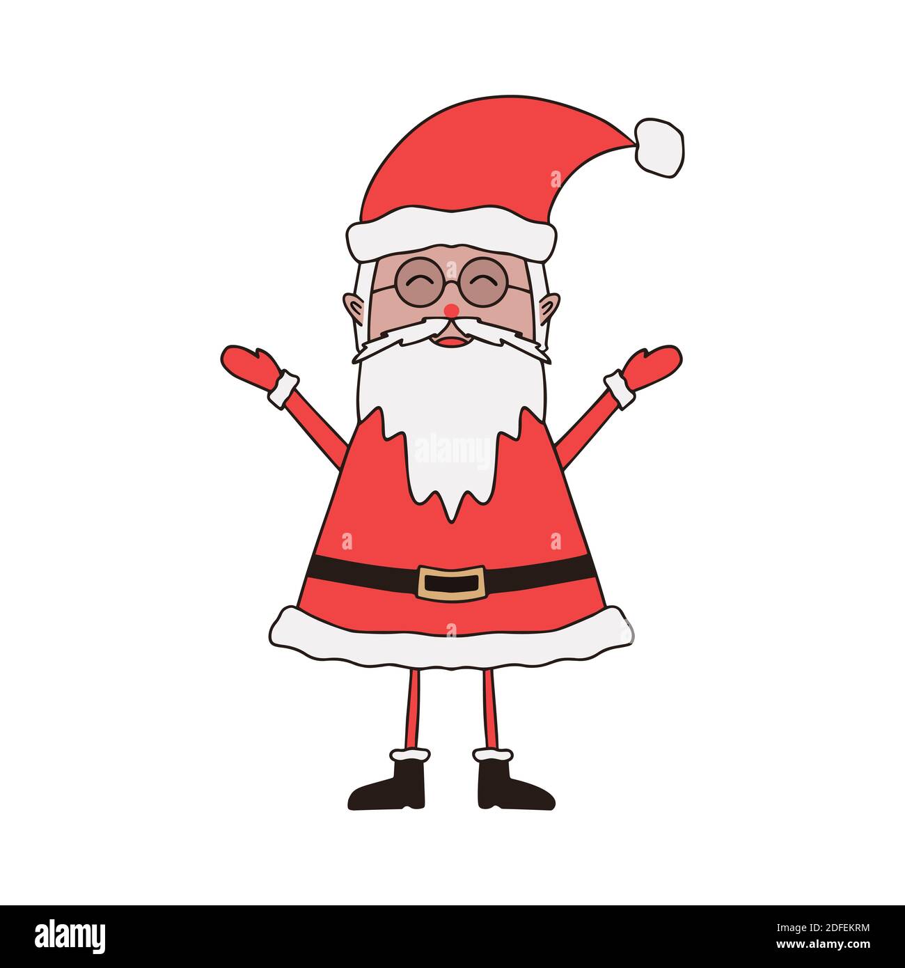 Carino cartone animato Babbo Natale su sfondo bianco. Illustrazione Vettoriale