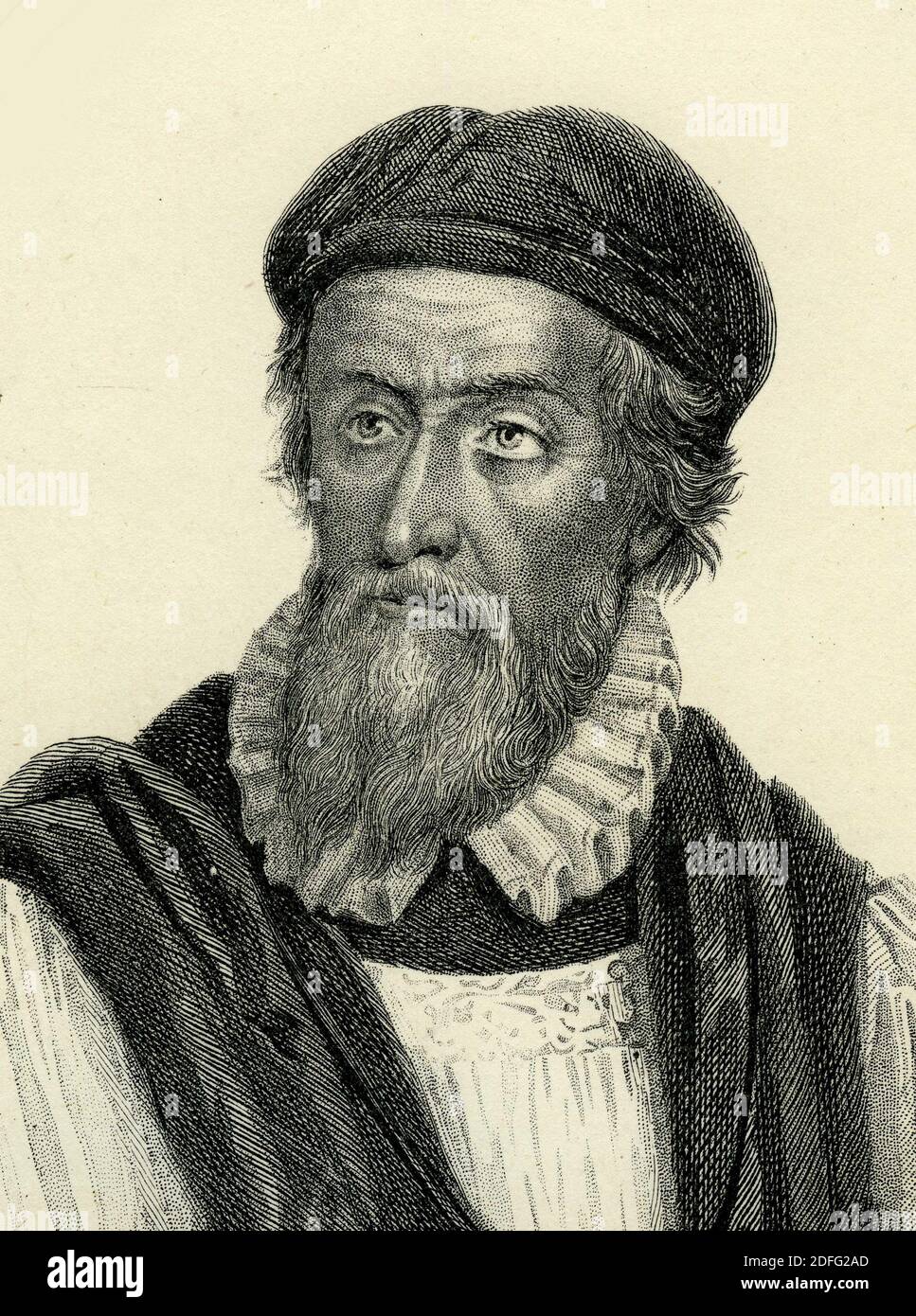 Incisione di Hugh Latimer, martire protestante. Illustrazione da 'la storia del Protestantismo' di James Aitken Wylie (1808-1890), pub. 1878. Foto Stock