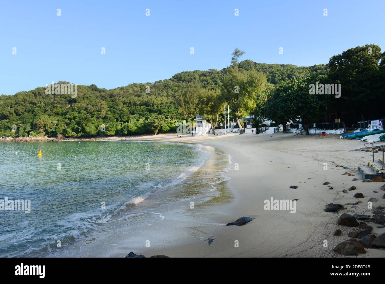 La spiaggia lo so Shing sull'isola di Lamma a Hong Kong. Foto Stock