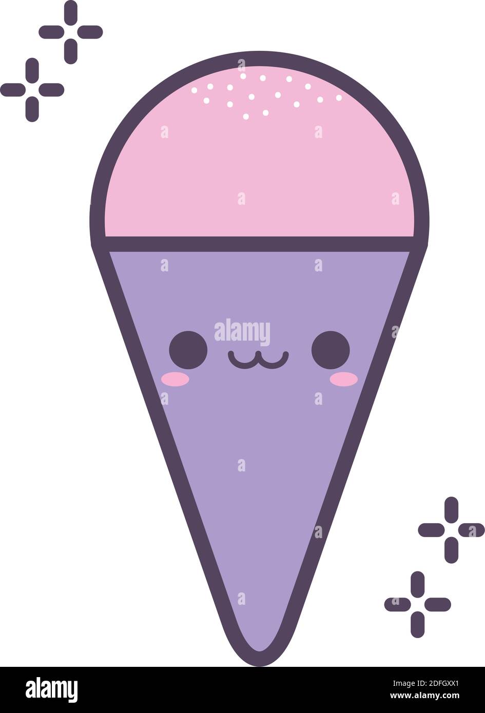 gelato con cono viola e sorridente Illustrazione Vettoriale