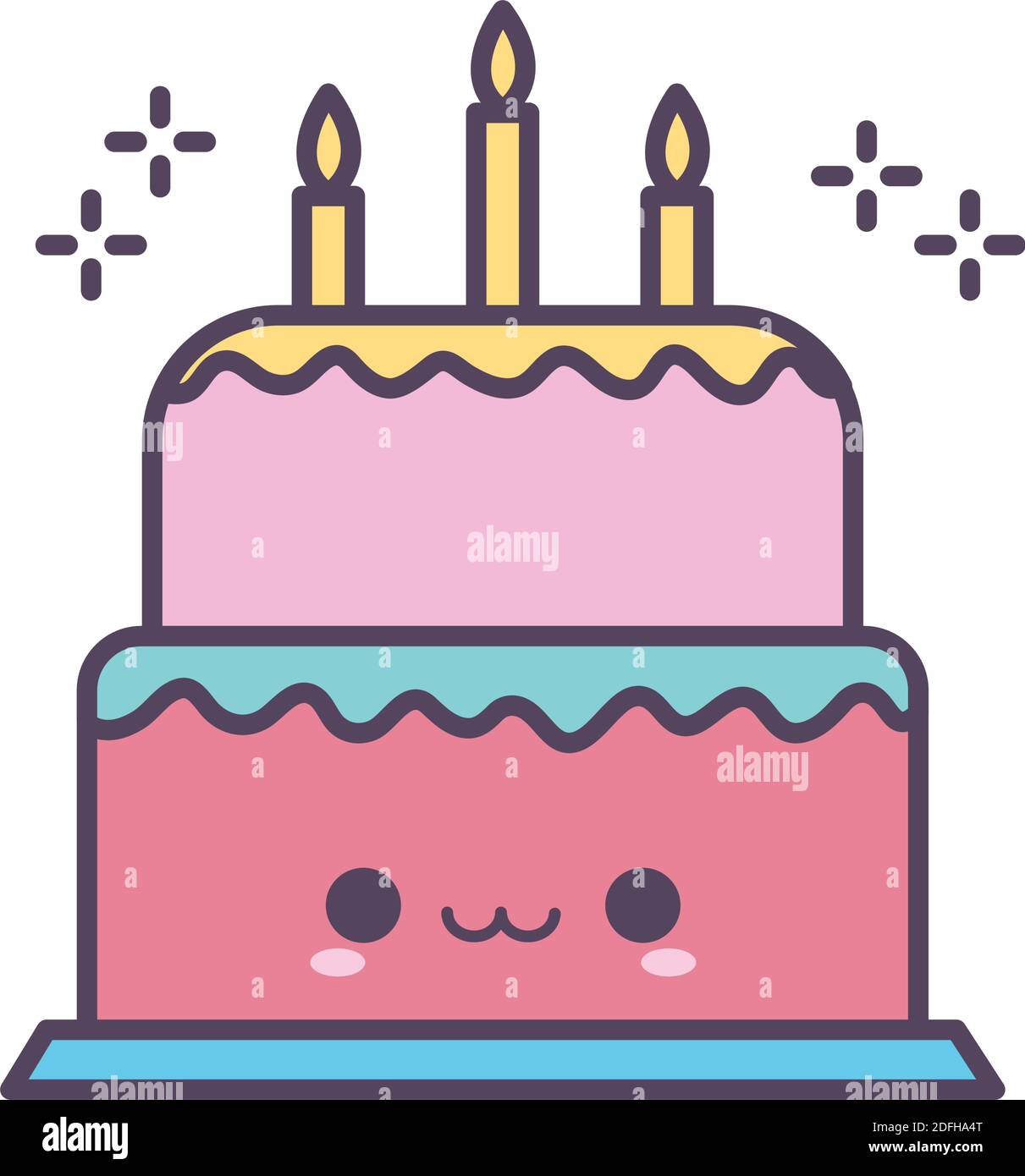 torta di compleanno sorridente di colore rosso e rosa Illustrazione Vettoriale