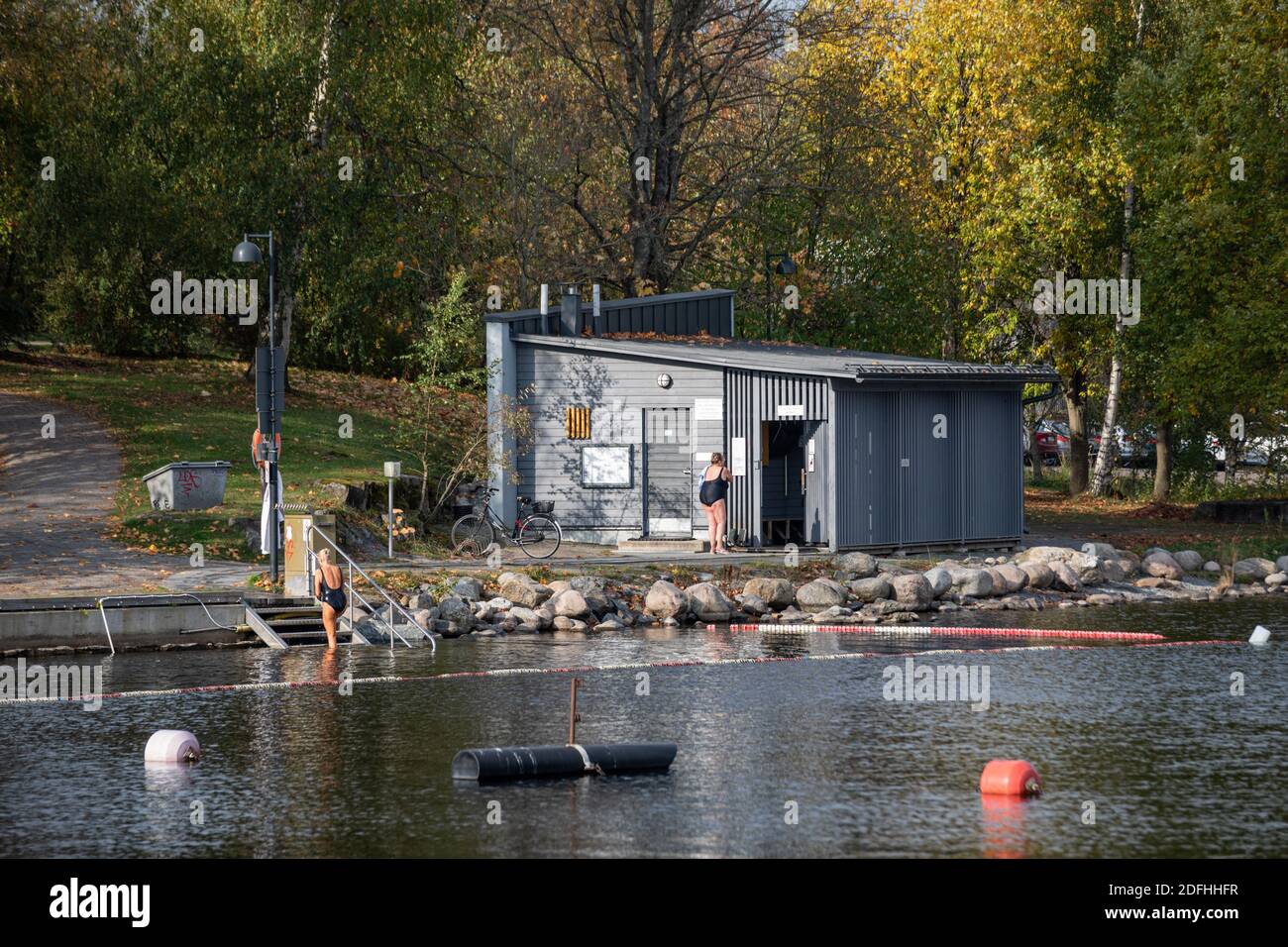Mäntinranta luogo di nuoto invernale a Tampere, Finlandia Foto Stock