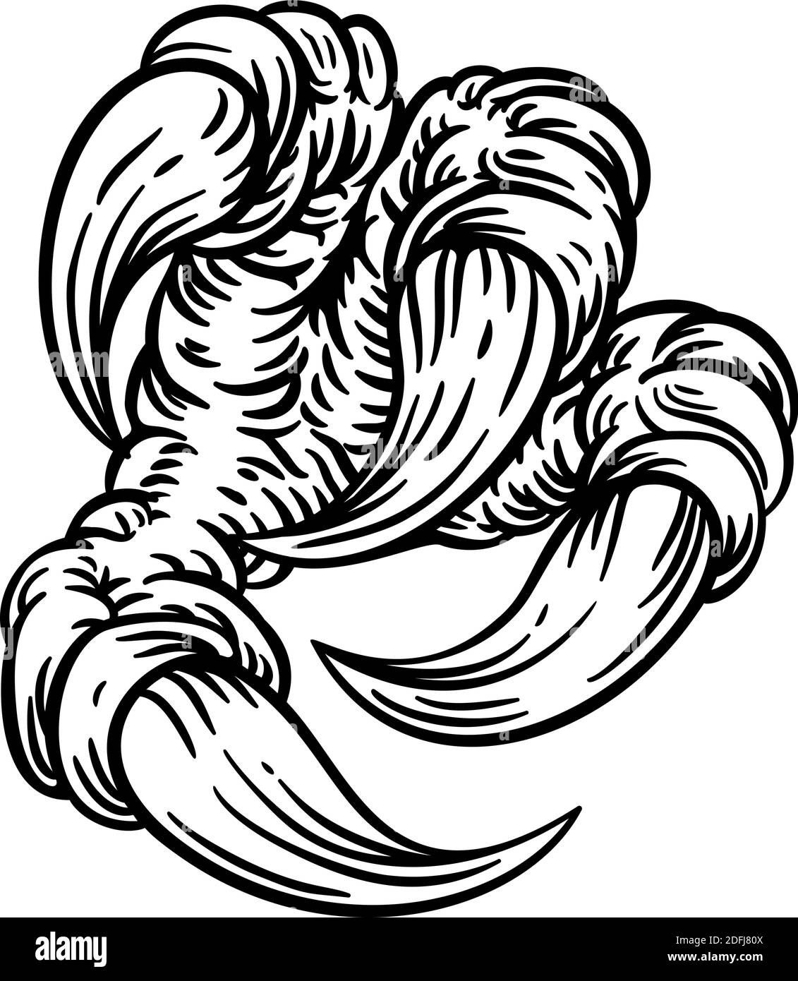 Eagle Claw Talon Monster Hand vintage Woodcut Illustrazione Vettoriale