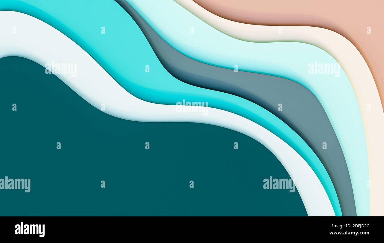 Linee ondulate sfondo astratto colorato con toni neutri e con rappresentazione 3D dello spazio di copia. Foto Stock