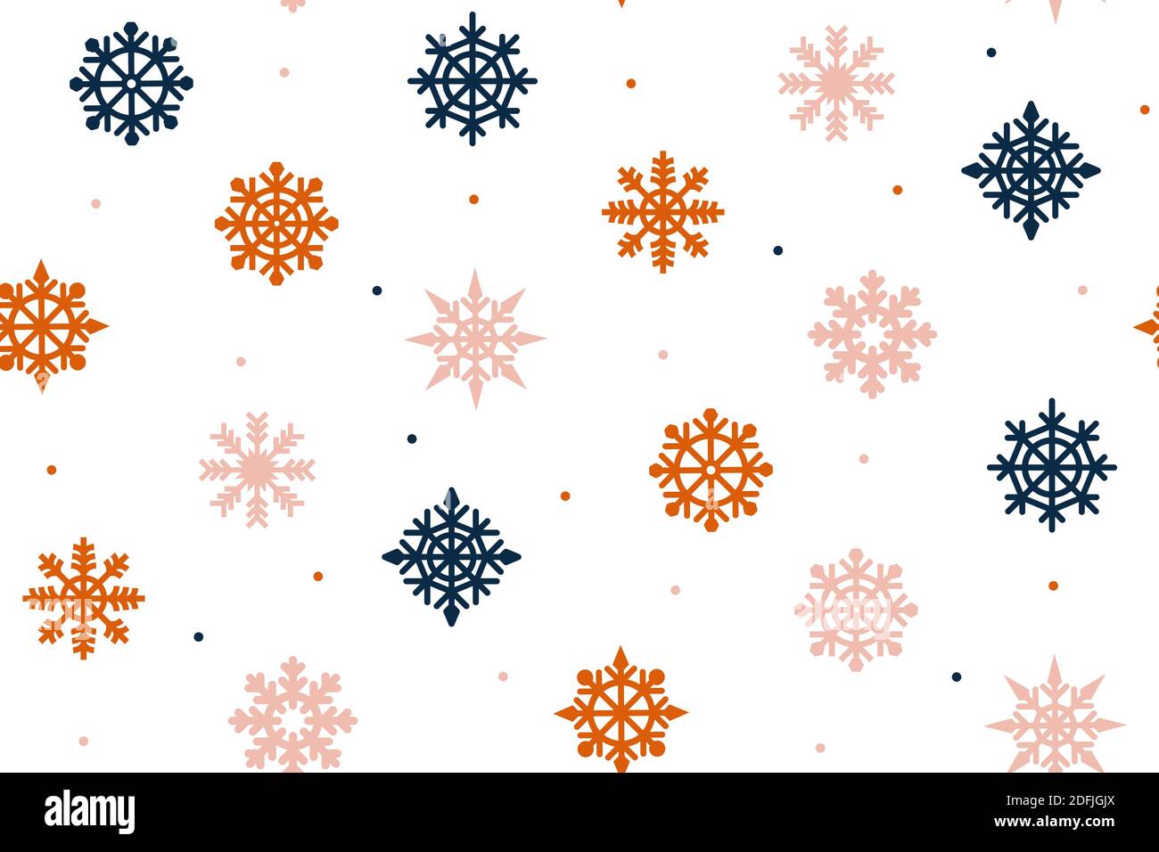 Texture natalizia con fiocchi di neve rossi e blu su sfondo bianco. Modello di nuovi anni senza interruzioni. Elementi decorativi di Capodanno per il design natalizio. W Illustrazione Vettoriale