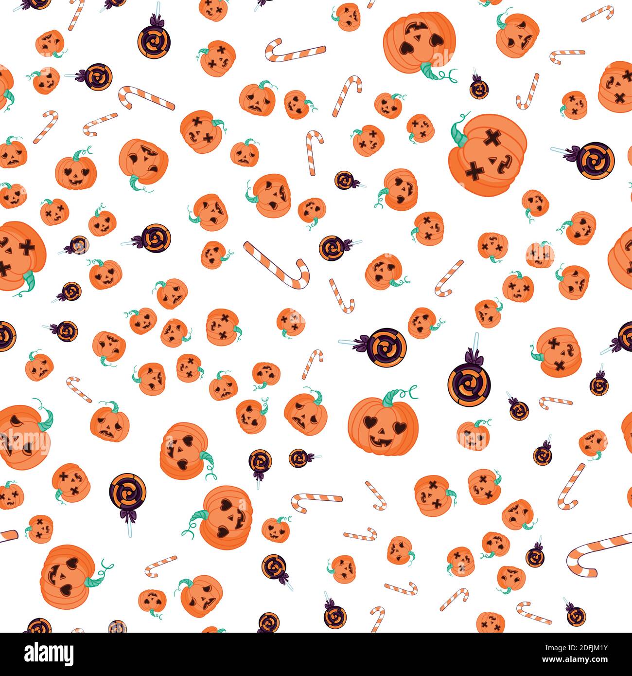 Modello senza cuciture di Halloween con zucca. Ripetizioni vettoriali colorate in stile piatto. Illustrazione Vettoriale