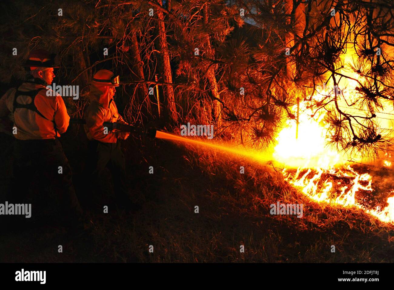 COLORADO, USA - 12 giugno 2013 - i vigili del fuoco dell'Accademia dell'aeronautica degli Stati Uniti combattono contro un hotspot nel fuoco della Foresta Nera in Colorado USA. Un totale di 16 persone An Foto Stock