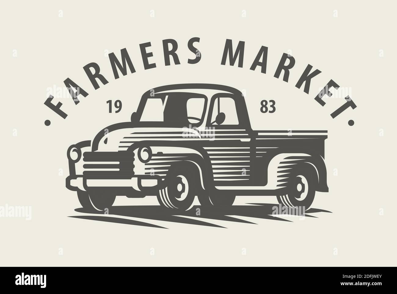 Fregio di camion agricoli. Illustrazione vettoriale del simbolo agricoltura Illustrazione Vettoriale