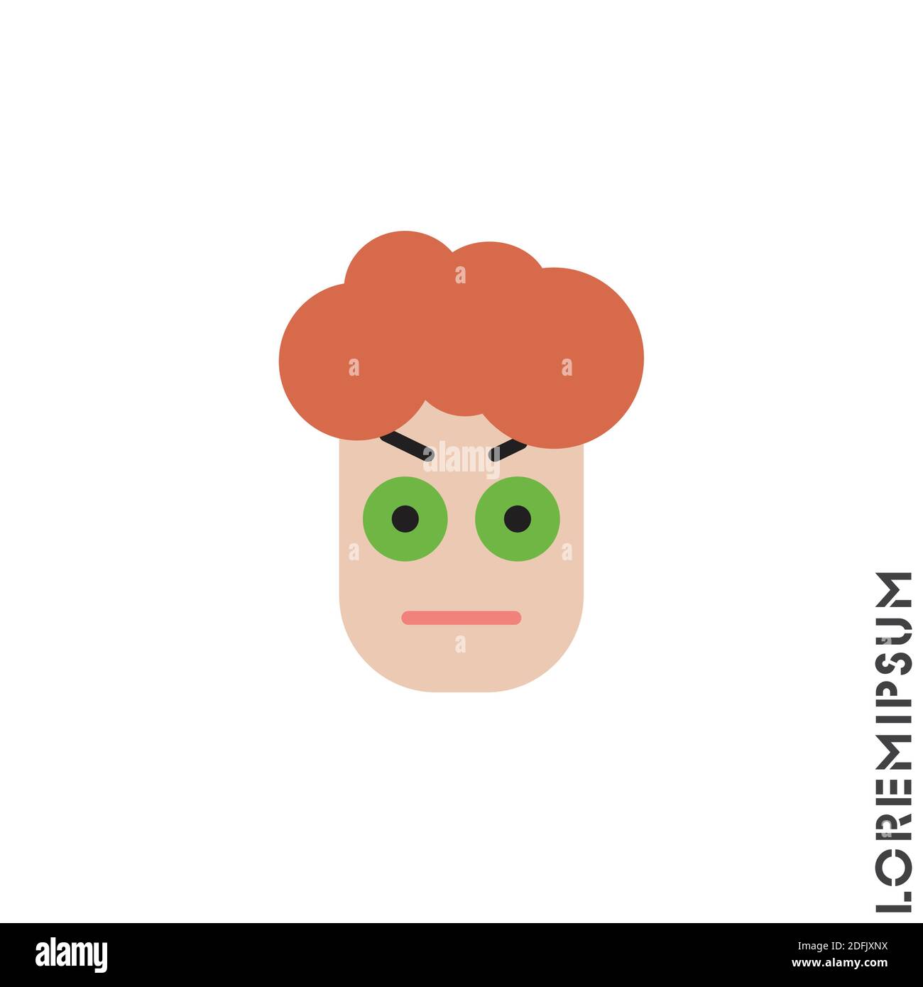 Pensiero confuso Emoticon boy, uomo icona Vector Illustrazione. Colore stile. Qualunque faccia Emoticon Illustrazione vettoriale. Vettore icona arrabbiato Illustrazione Vettoriale