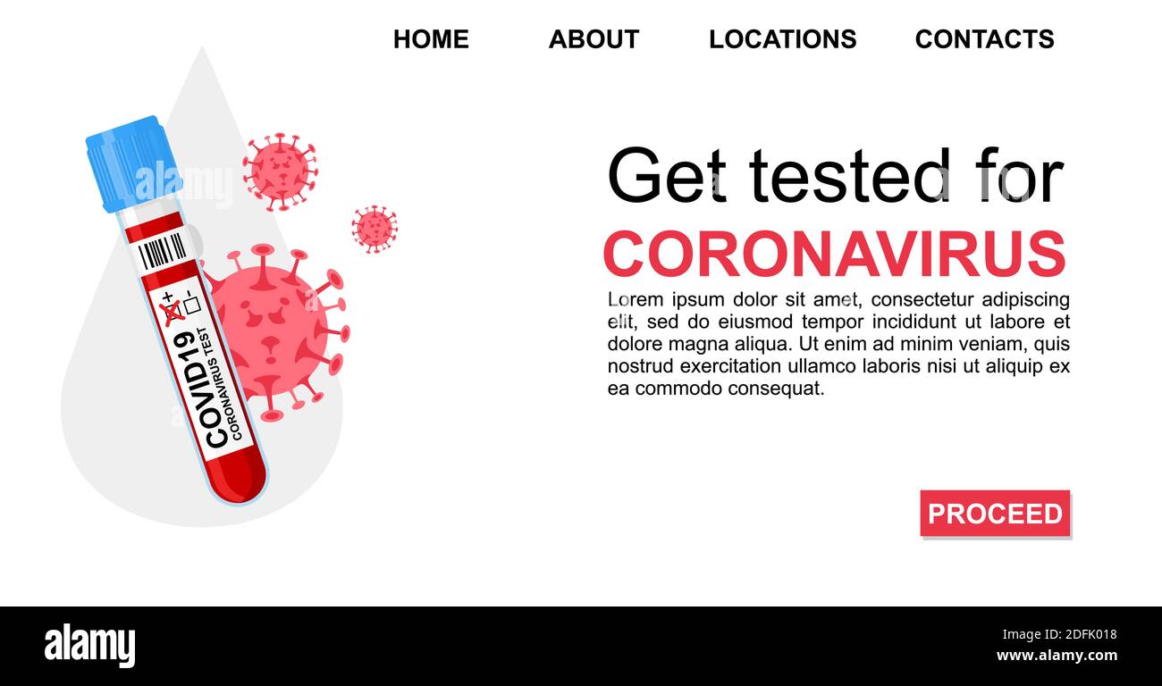 Infezione da coronavirus COVID-19. Allarme globale della pandemia del coronavirus. Provetta con test positivo e simbolo del coronavirus. Illustrazione Vettoriale