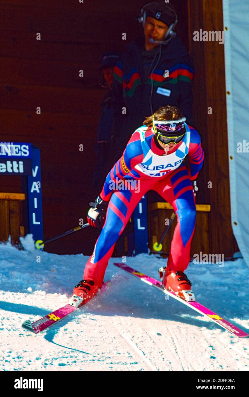 Tamara McKinney (USA) ai Campionati mondiali di sci alpino 1989. Foto Stock