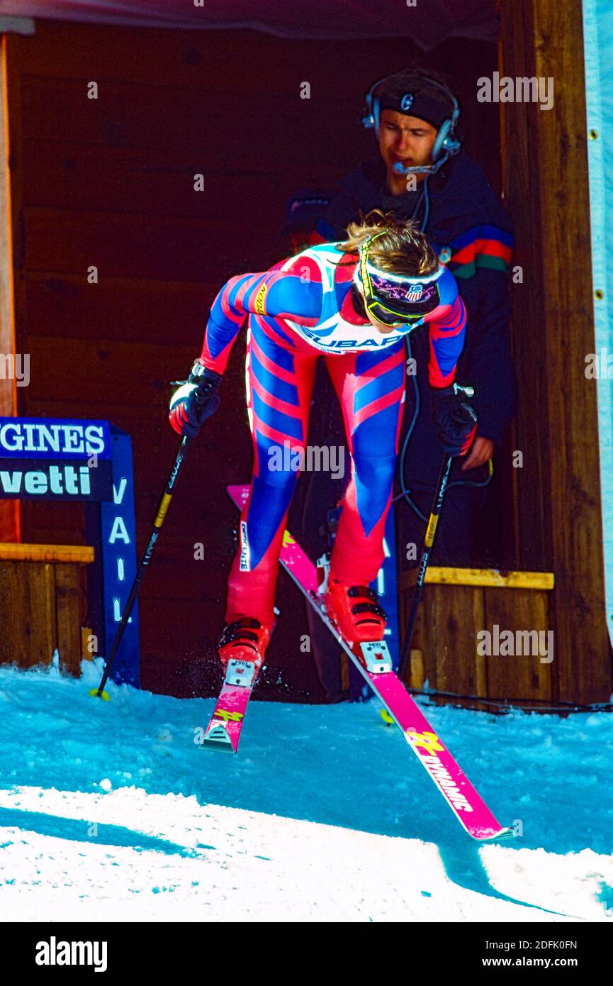 Tamara McKinney (USA) ai Campionati mondiali di sci alpino 1989. Foto Stock