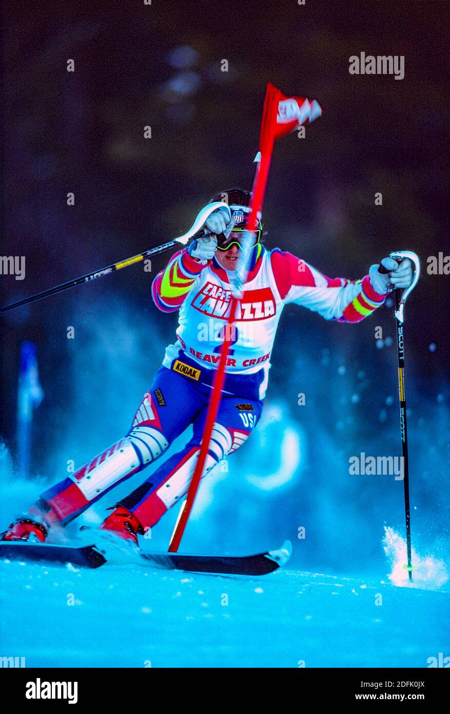 Tamara McKinney (USA) ai Campionati mondiali di sci alpino 1989. Foto Stock