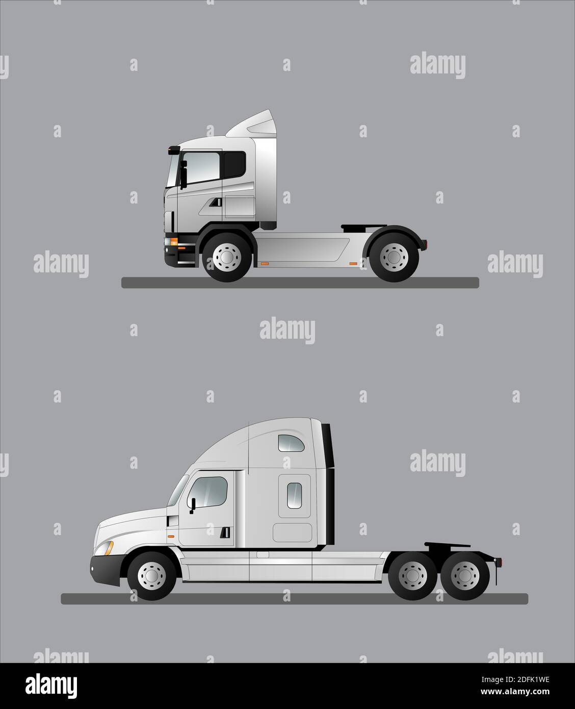 Motrice motrice, versioni europee e americane. Illustrazione Vettoriale