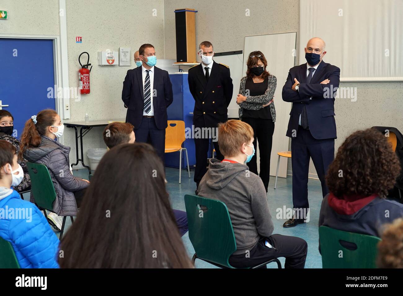 Partecipazione di Laurent Pietraszewski al tributo nazionale a Samuel Paty al collegio Jean Rostand di Armentieres, Francia settentrionale, il 02 novembre 2020. Foto di Sylvain Lefevre/ABACAPRESS.COM Foto Stock