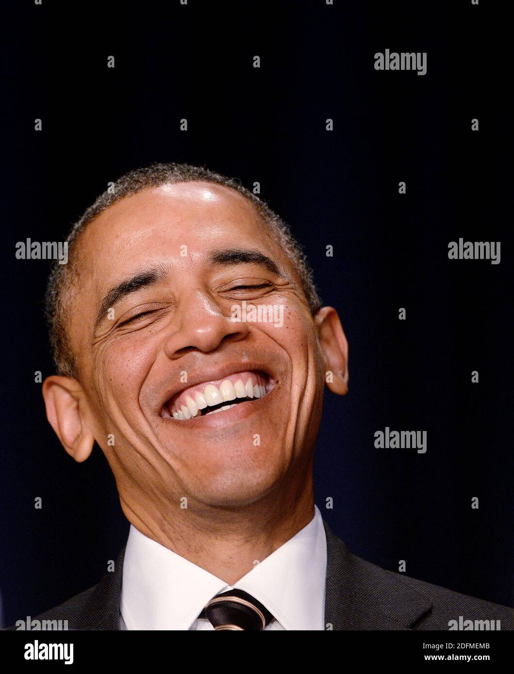 File photo - il presidente Barack Obama parla durante la National Prayer Breakfast al Washington Hilton di Washington, DC, USA il 6 febbraio 2014. Il prossimo memoriale dell'ex presidente Barack Obama "A Promised Land" sarà rilasciato il 17 novembre in formato hardcover, digitale e audiolibro. Foto di Olivier Douliery/ABACAPRESS.COM Foto Stock