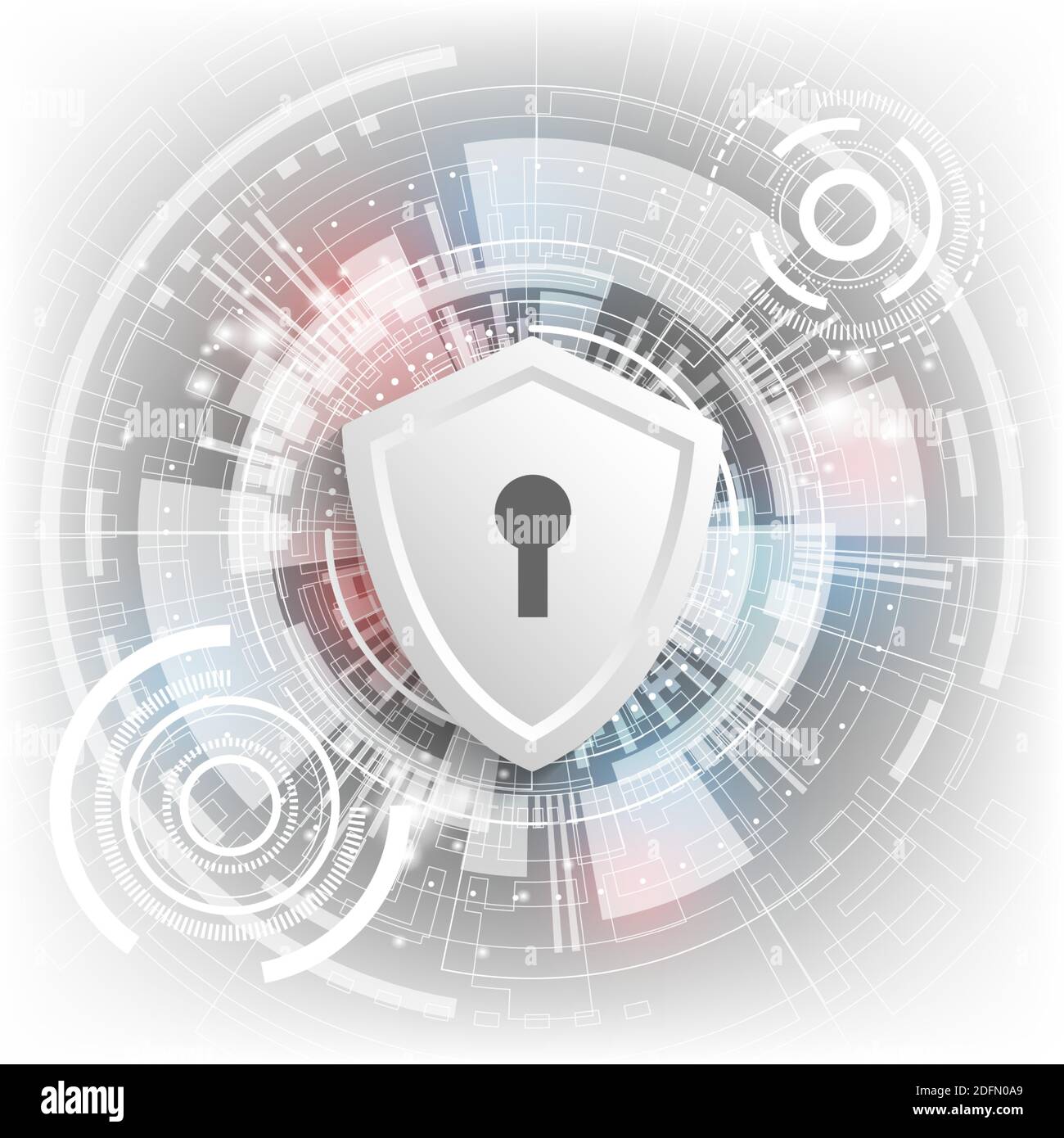 Background tecnologico vettoriale nel concetto di sistemi di sicurezza. Illustrazione Vettoriale