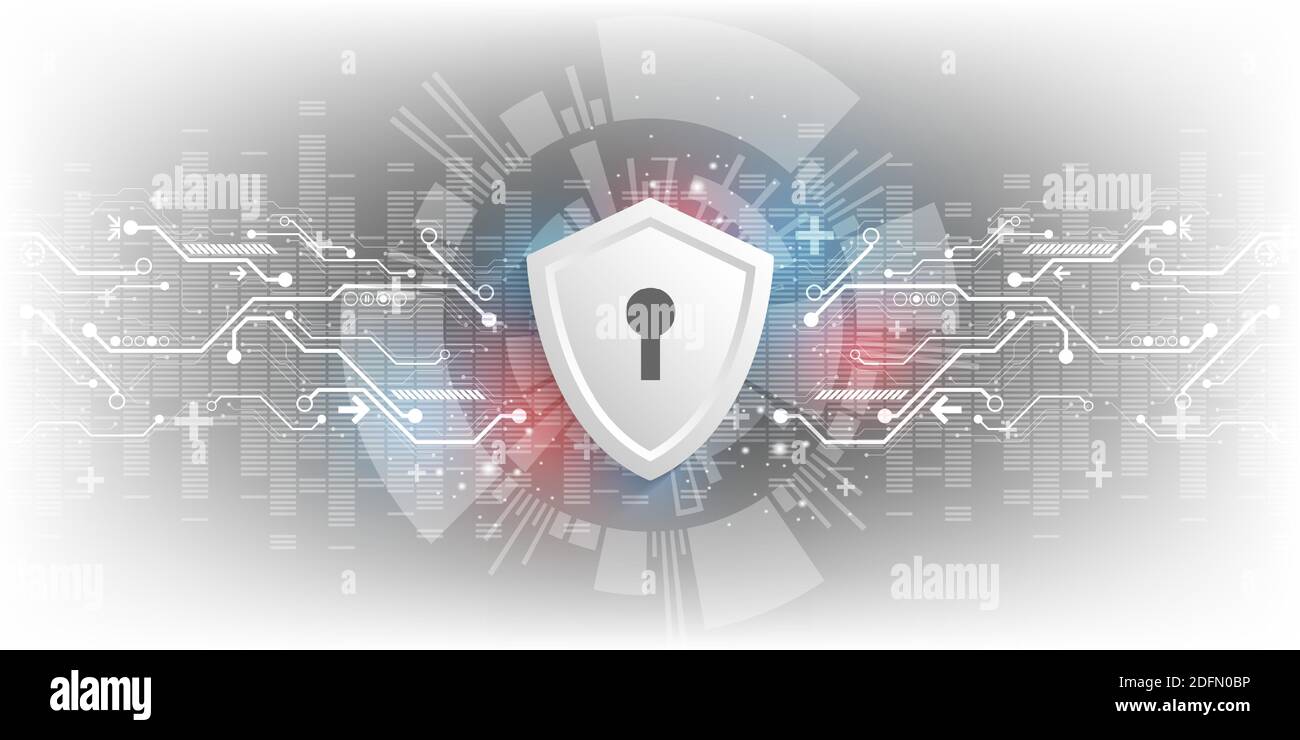 Background tecnologico vettoriale nel concetto di sistemi di sicurezza. Illustrazione Vettoriale