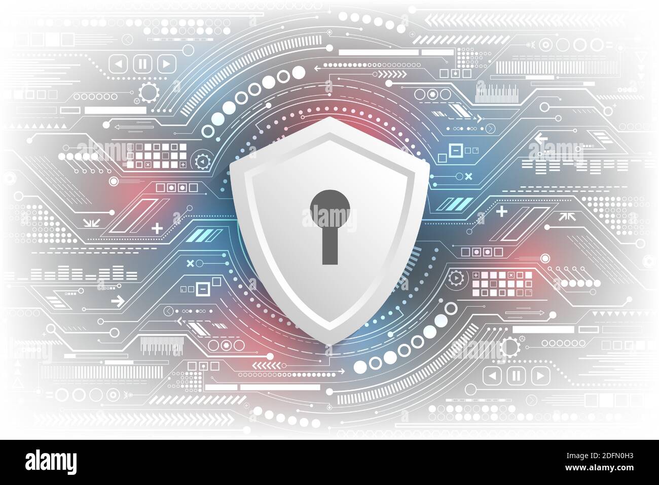 Background tecnologico vettoriale nel concetto di sistemi di sicurezza. Illustrazione Vettoriale