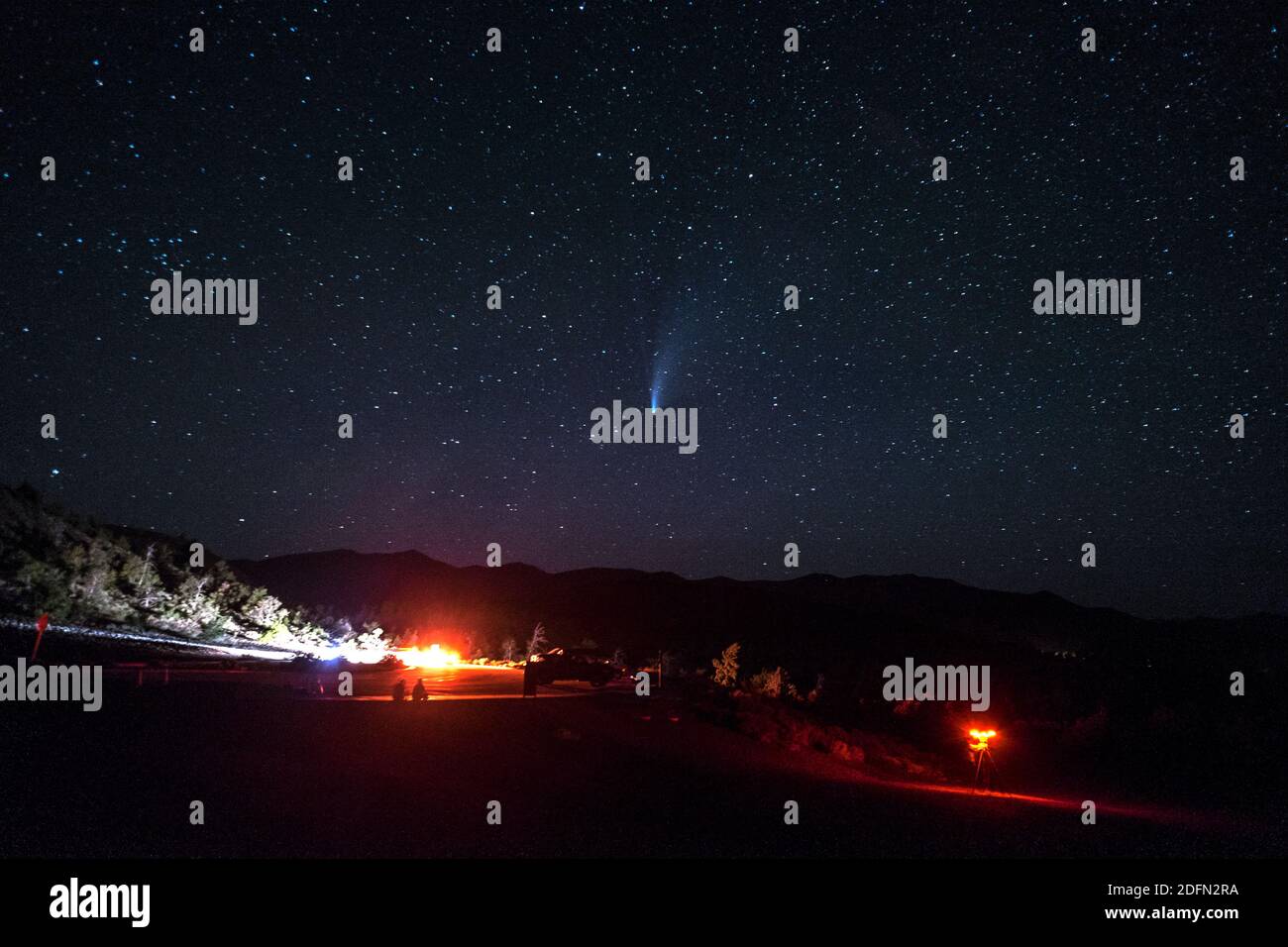Crateri della Luna, Idaho, Comet Neoswise, cielo stellato notturno Foto Stock