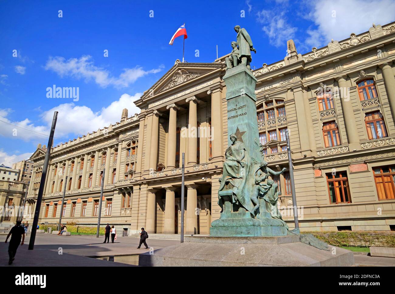 Splendido edificio della Corte Suprema del Cile o Palacio de los Tribunales de Justicia de Chile in Piazza Montt Varas a Santiago, Cile Foto Stock
