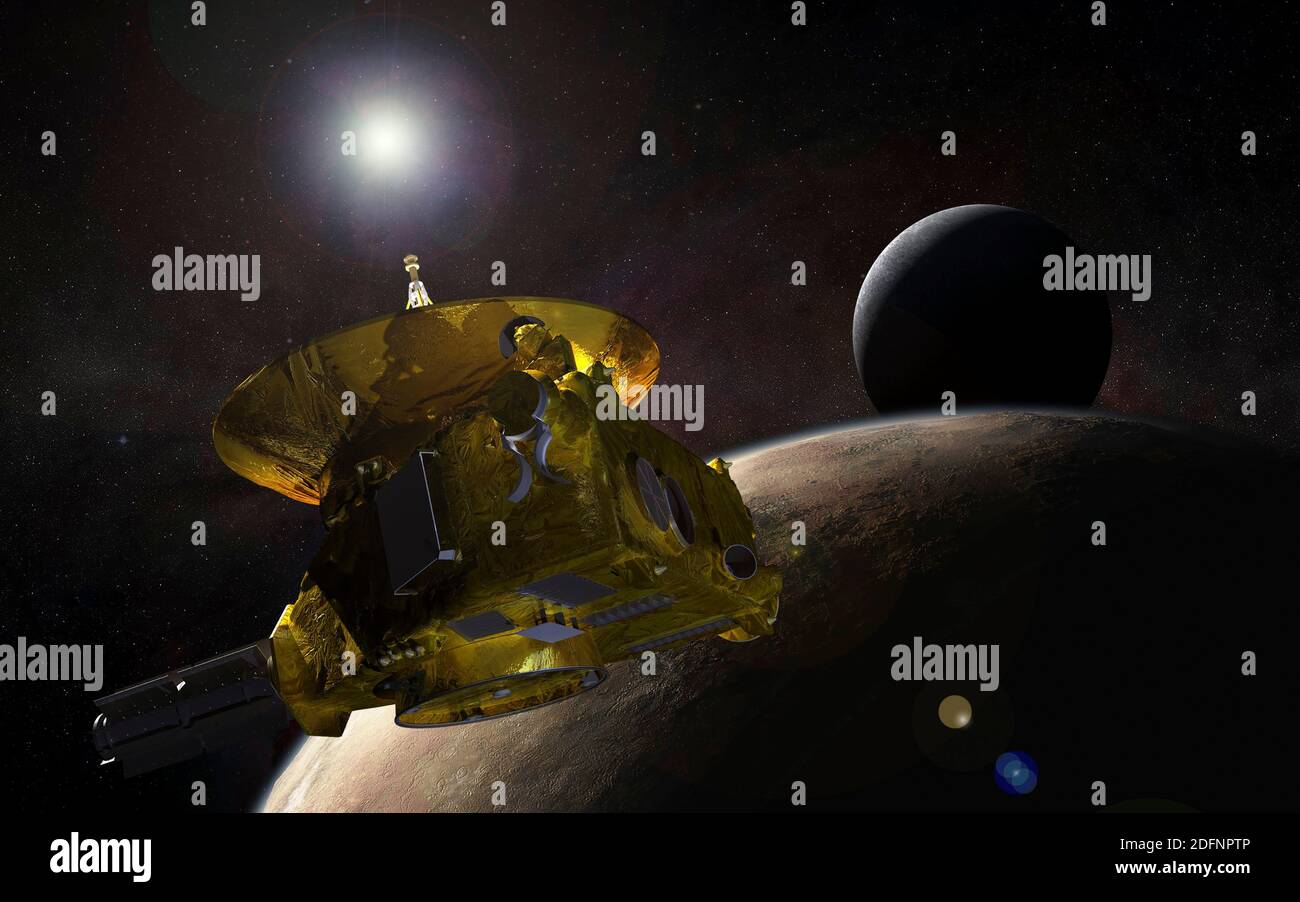 PLUTONE, Sol SYSTEM - 13 luglio 2015 - l'impressione di questo artista dell'oggetto sub-planetario Plutone è stata presa mentre la sonda spaziale si avvicinava al piccolo pianeta Foto Stock