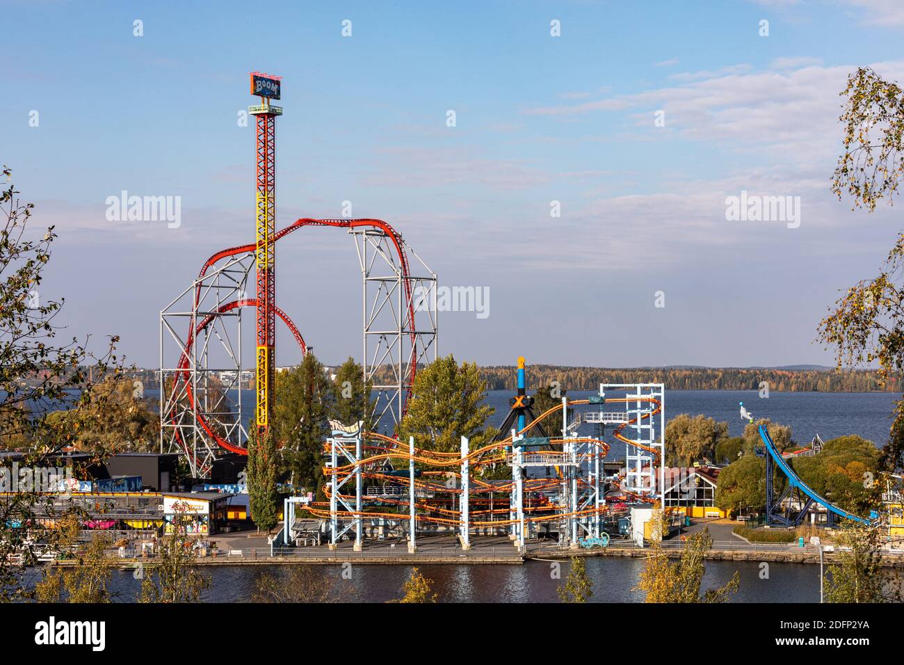 Särkänniemi parco divertimenti in autunno, chiuso dopo la stagione, a Tampere, Finlandia Foto Stock