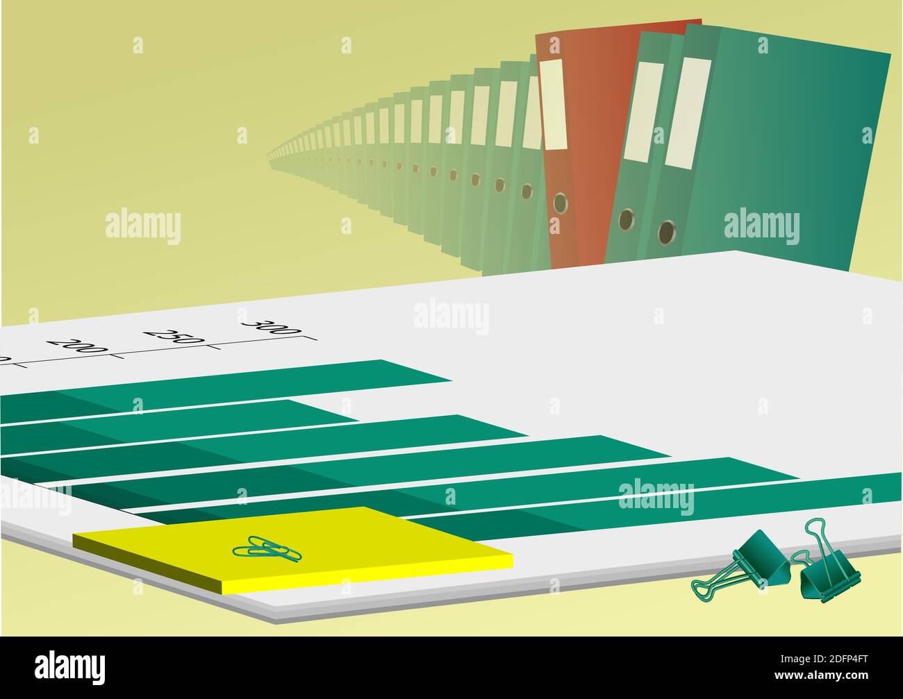 documenti aziendali in tabella con grafico diagramma finanziario Illustrazione Vettoriale