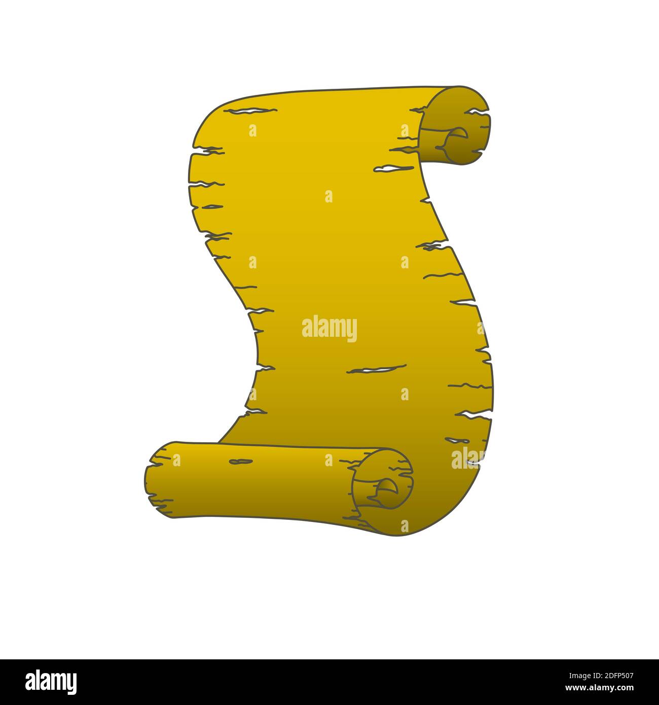 Rotolo pergamena papiro. Carta acient pergamena isolato su sfondo bianco. Illustrazione vettoriale in stile doodle Illustrazione Vettoriale