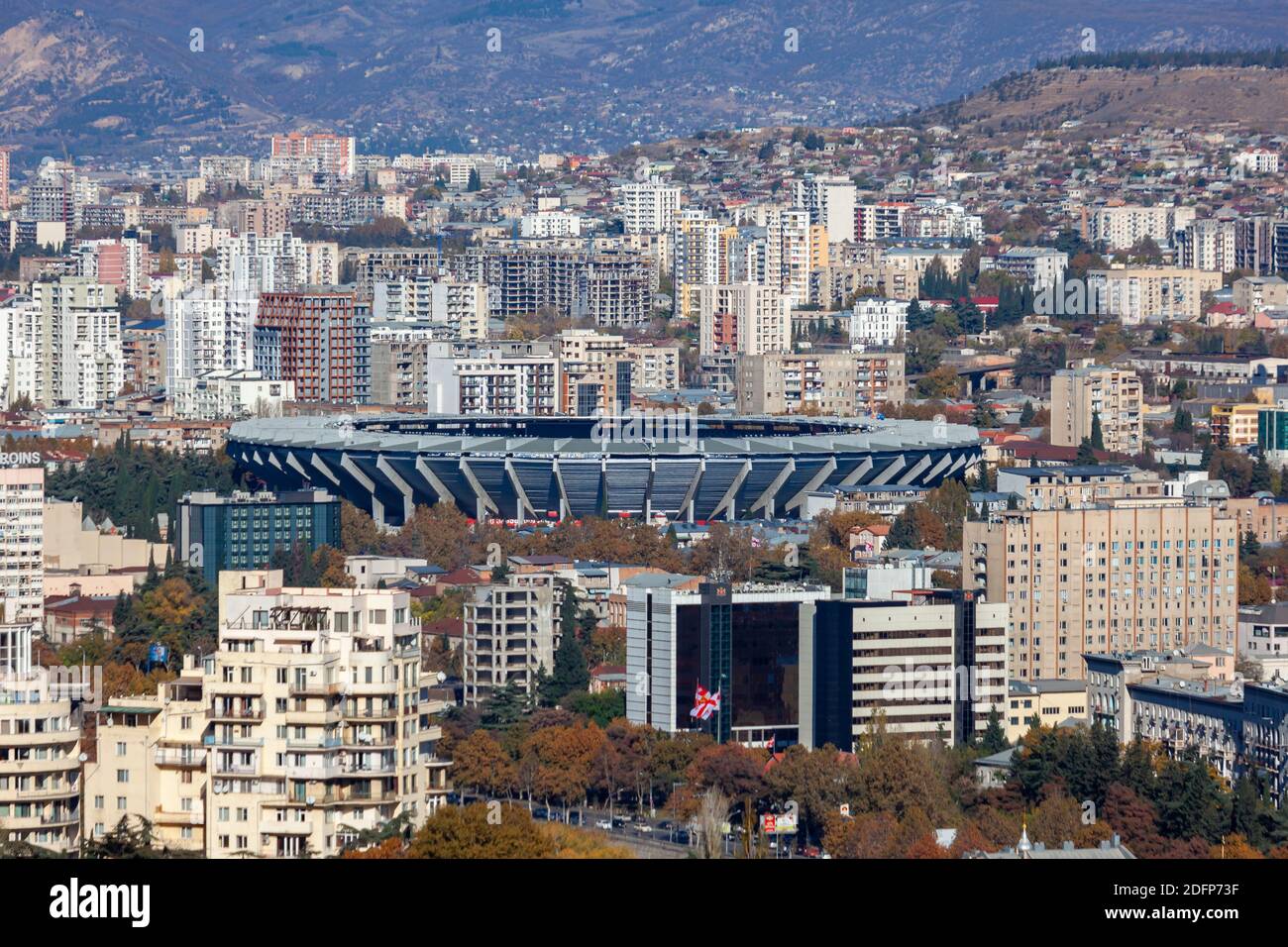 Tbilisi, Georgia - 23 novembre 2020: Veduta aerea della Boris Paichadze Dinamo Arena Foto Stock