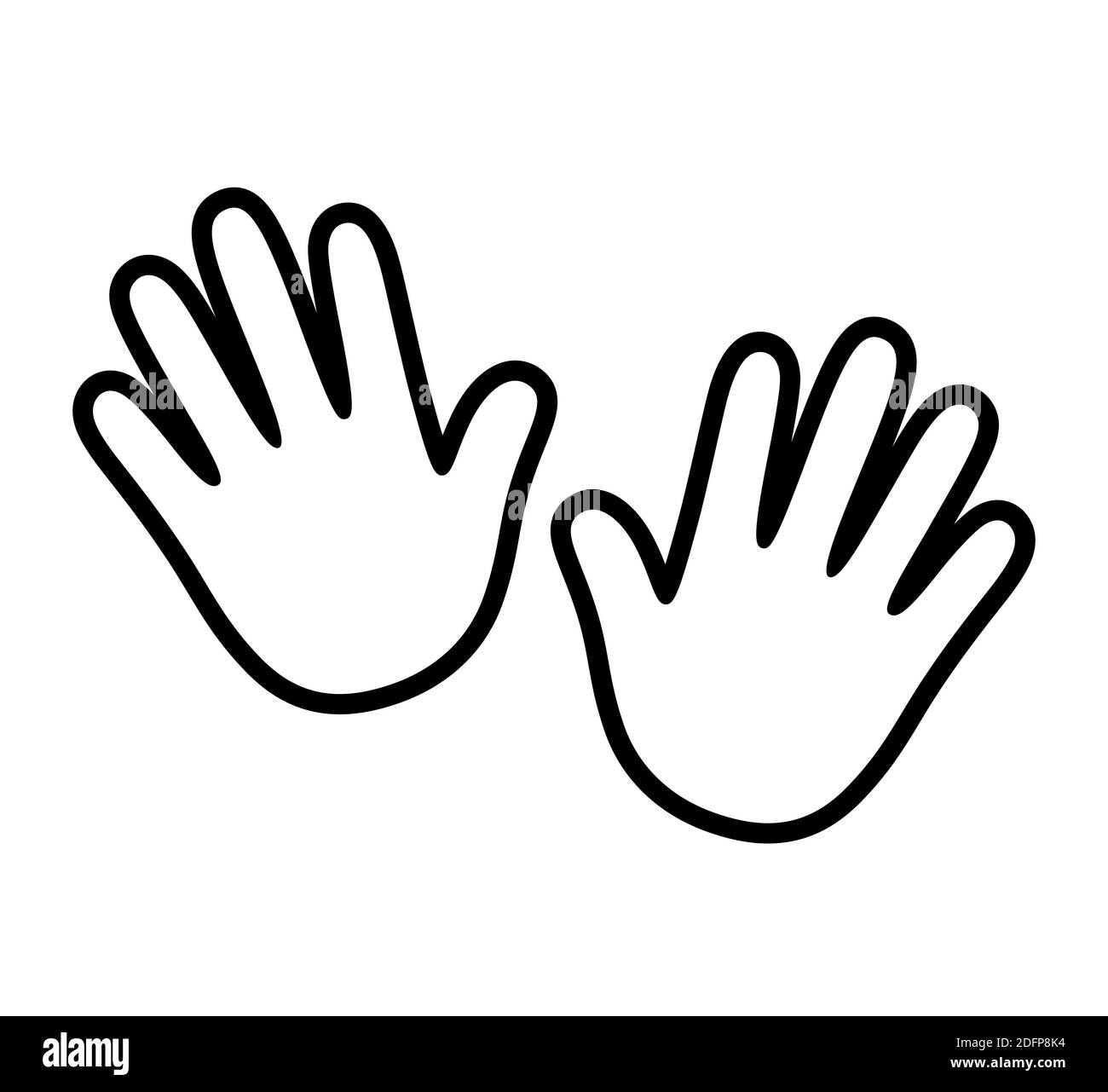 Icona del contorno del palmo umano, due semplici stampe a mano stilizzate. Illustrazione vettoriale isolata, elemento di progettazione del logo. Illustrazione Vettoriale