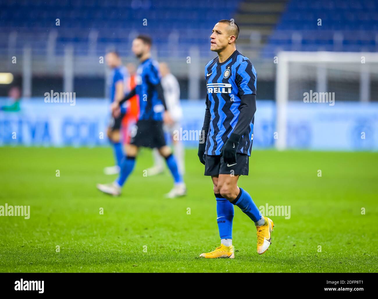 Alexis Sanchez del FC Internazionale durante la Serie A 2020/21 Partita di calcio tra FC Internazionale e Bologna FC al SA/LM Foto Stock